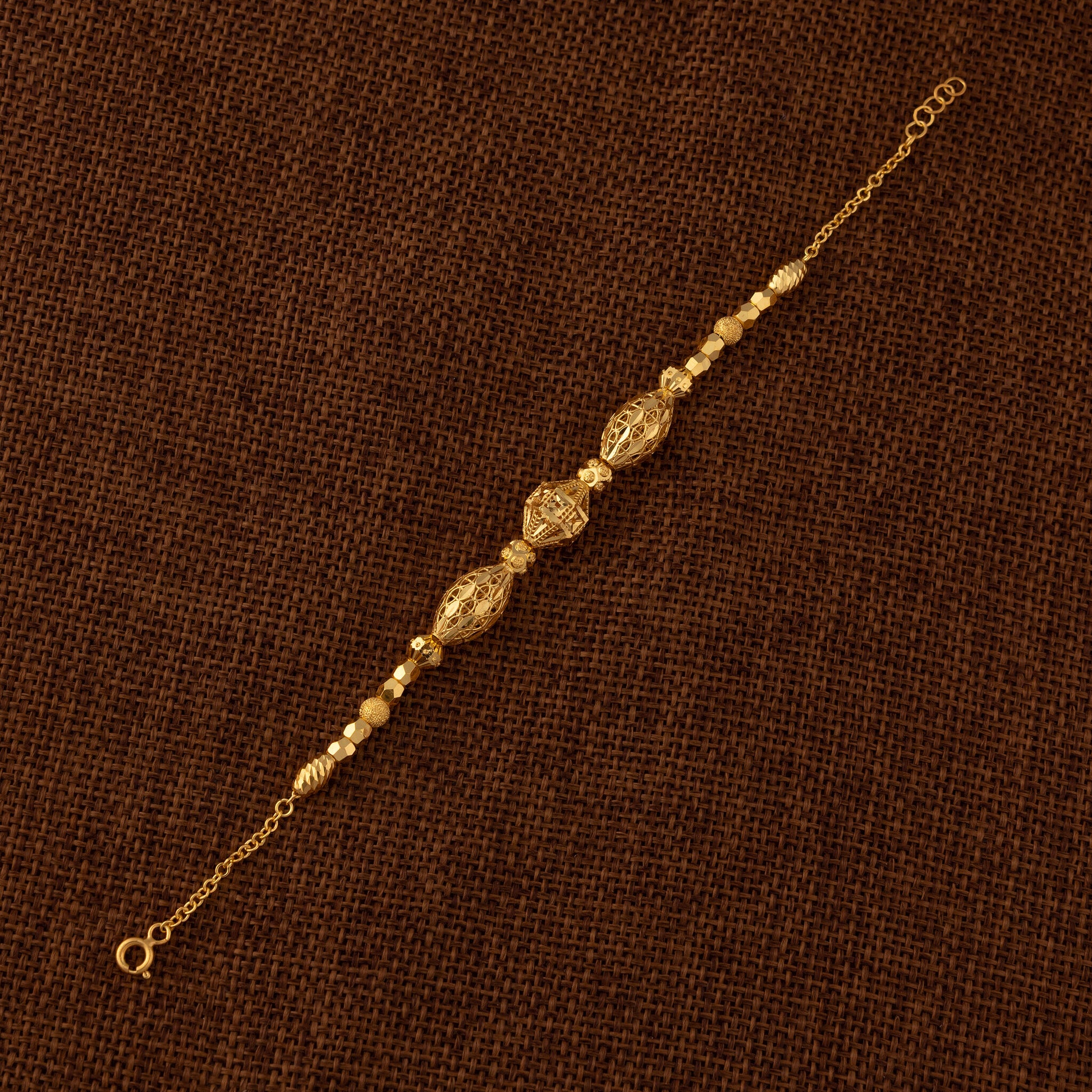 RP Beads & Ball Bracelet (D116) - 925 Silver & 24K Gold Plated - Falaq Jewellery Oman