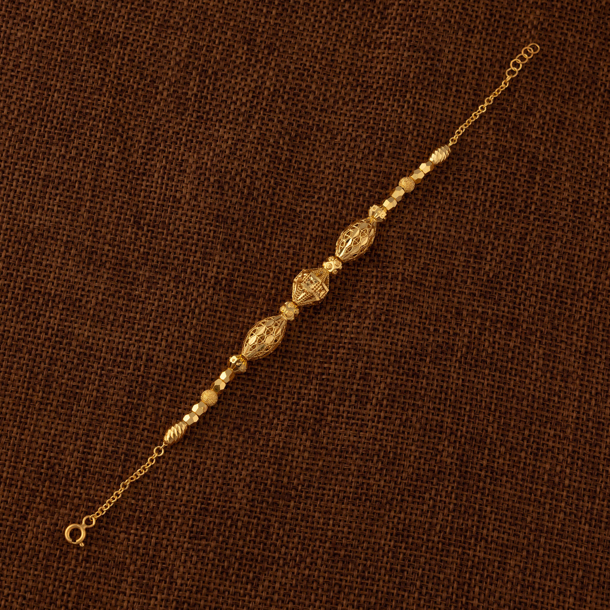 RP Beads & Ball Bracelet (D116) - 925 Silver & 24K Gold Plated - Falaq Jewellery Oman
