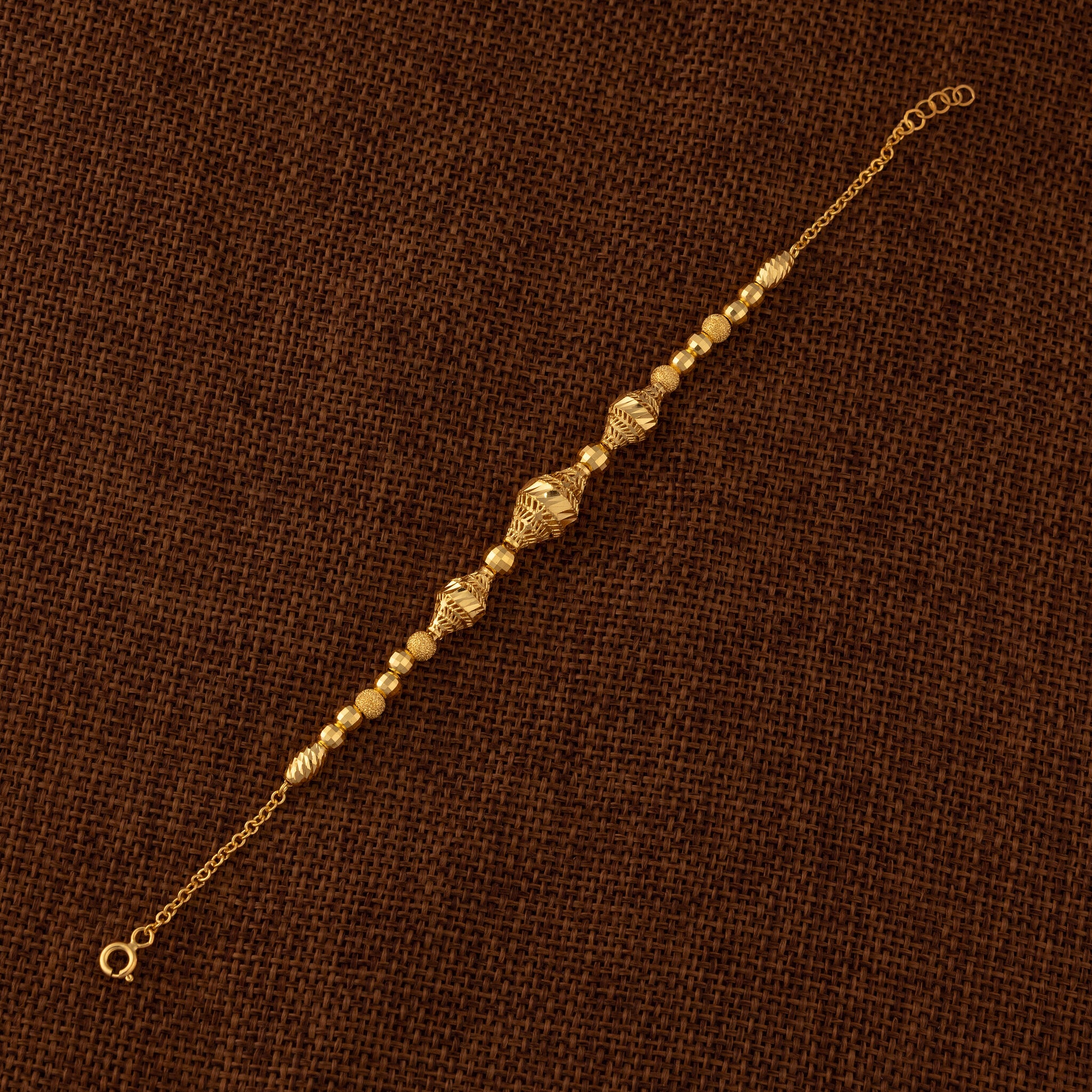 RP Beads & Ball Bracelet (D117) - 925 Silver & 24K Gold Plated - Falaq Jewellery Oman
