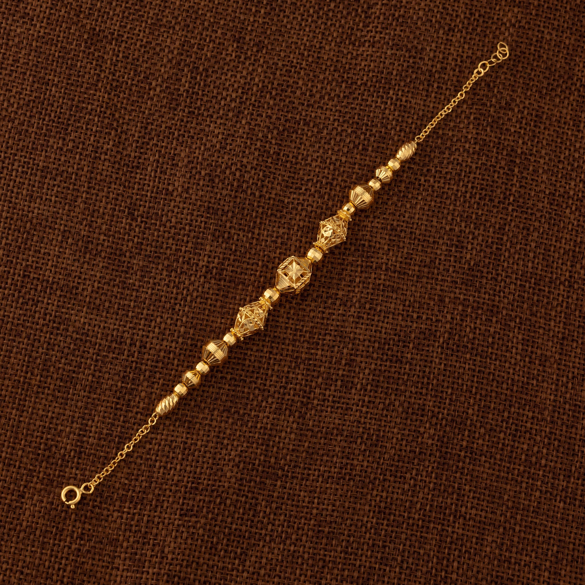 RP Beads & Ball Bracelet (D118) - 925 Silver & 24K Gold Plated - Falaq Jewellery Oman