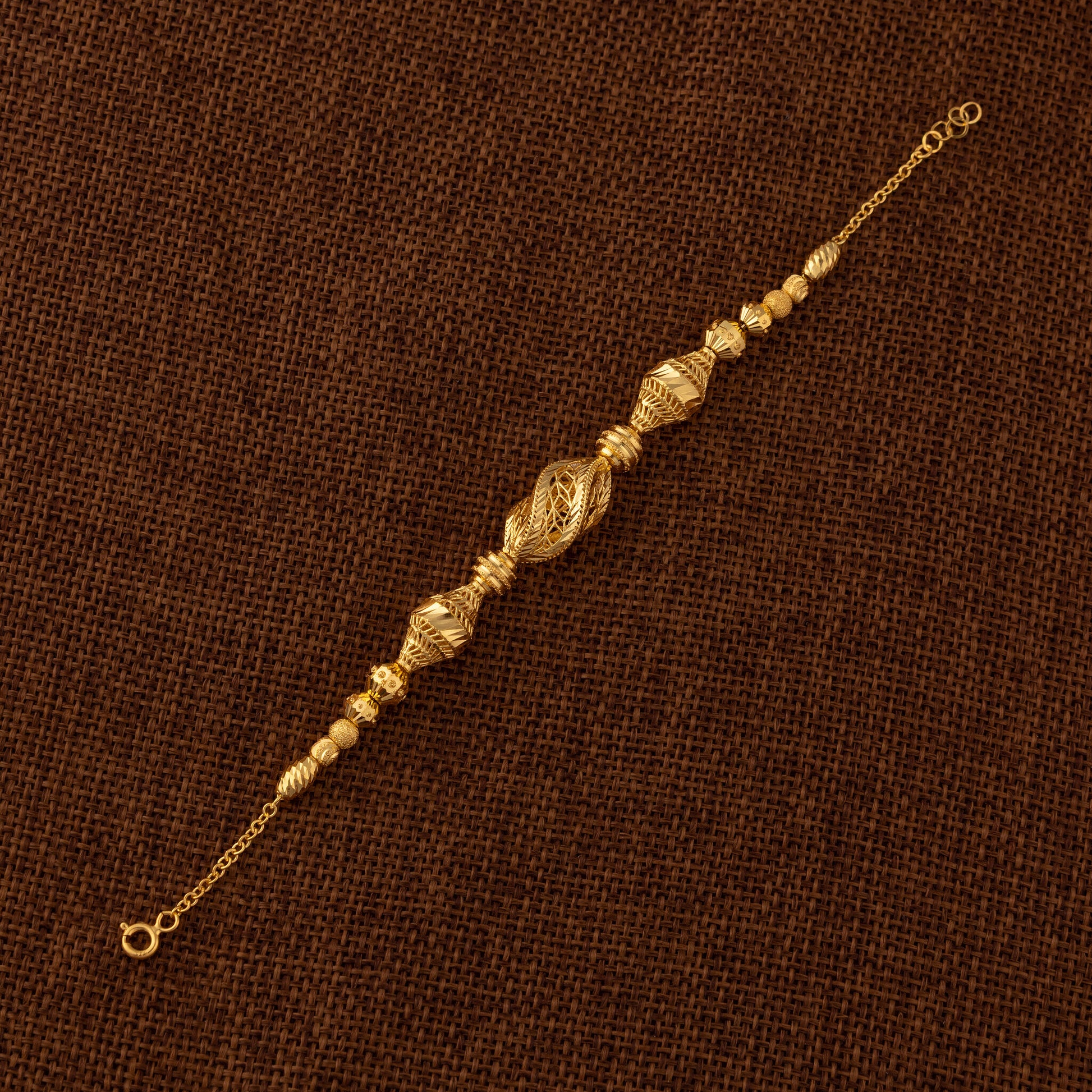 RP Beads & Ball Bracelet (D119) - 925 Silver & 24K Gold Plated - Falaq Jewellery Oman