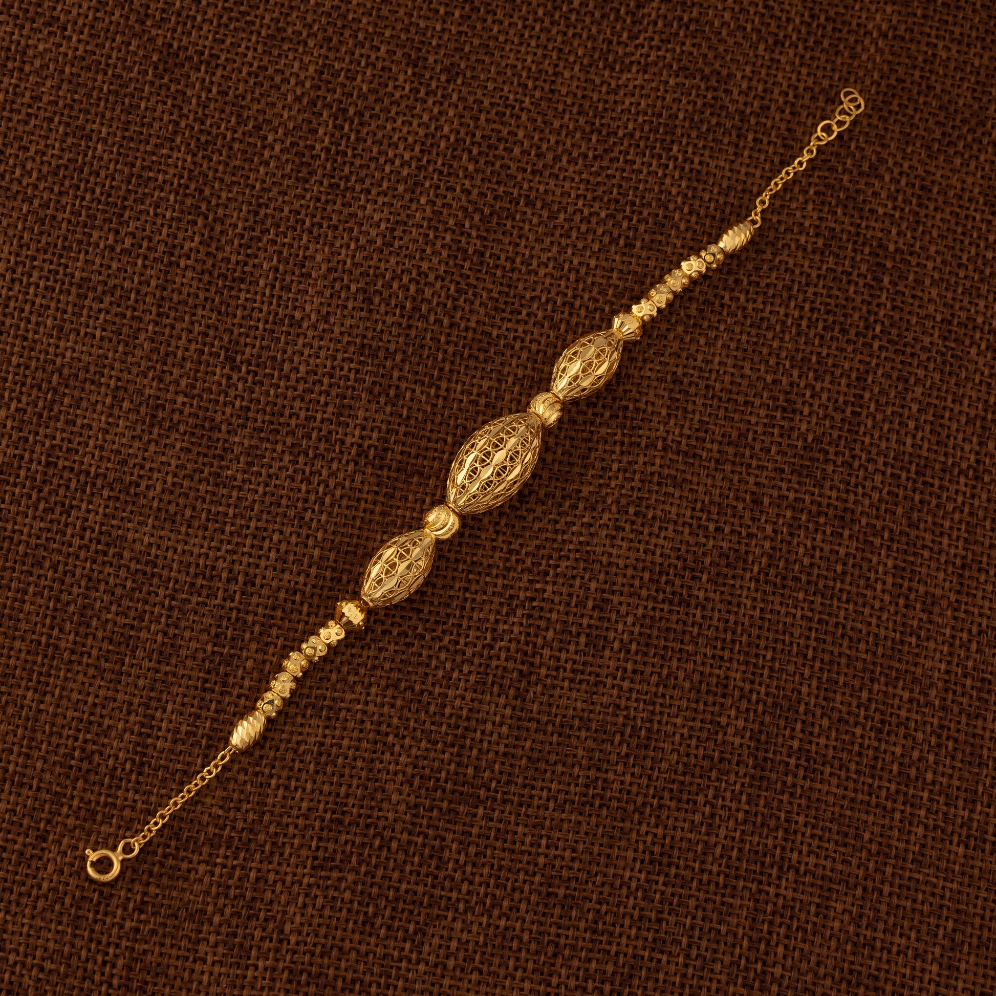RP Beads & Ball Bracelet (D120) - 925 Silver & 24K Gold Plated - Falaq Jewellery Oman