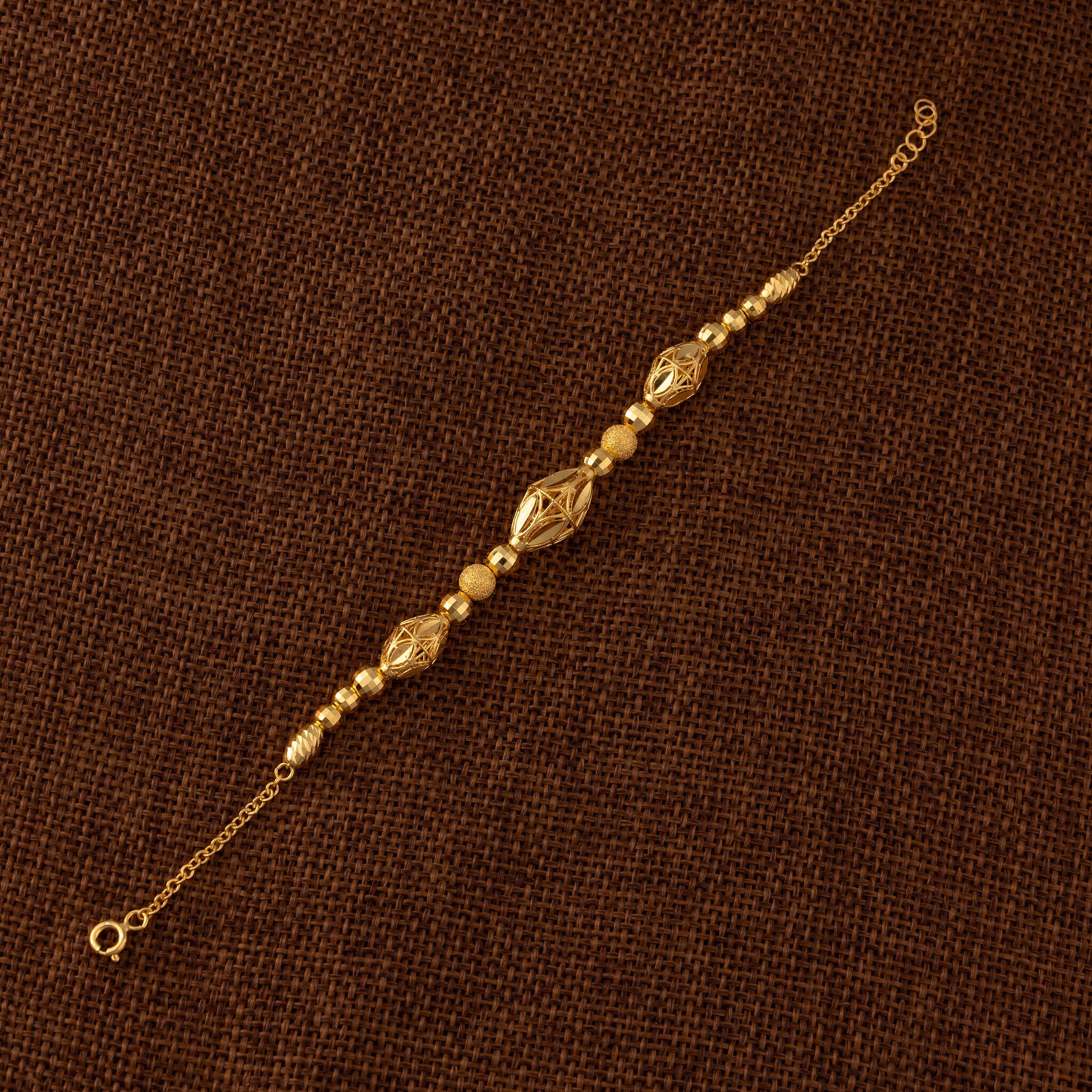 RP Beads & Ball Bracelet (D121) - 925 Silver & 24K Gold Plated - Falaq Jewellery Oman