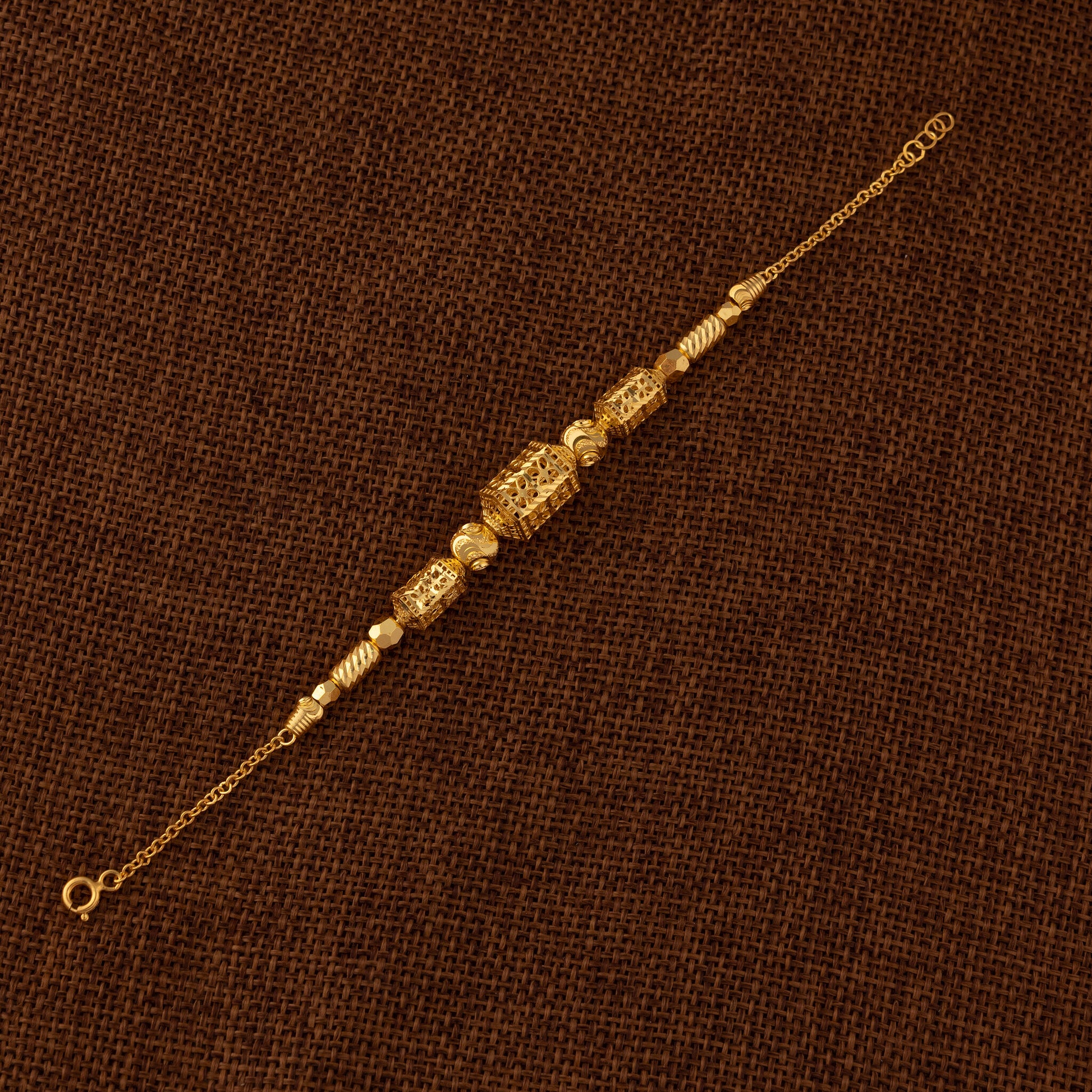 RP Beads & Ball Bracelet (D122) - 925 Silver & 24K Gold Plated - Falaq Jewellery Oman