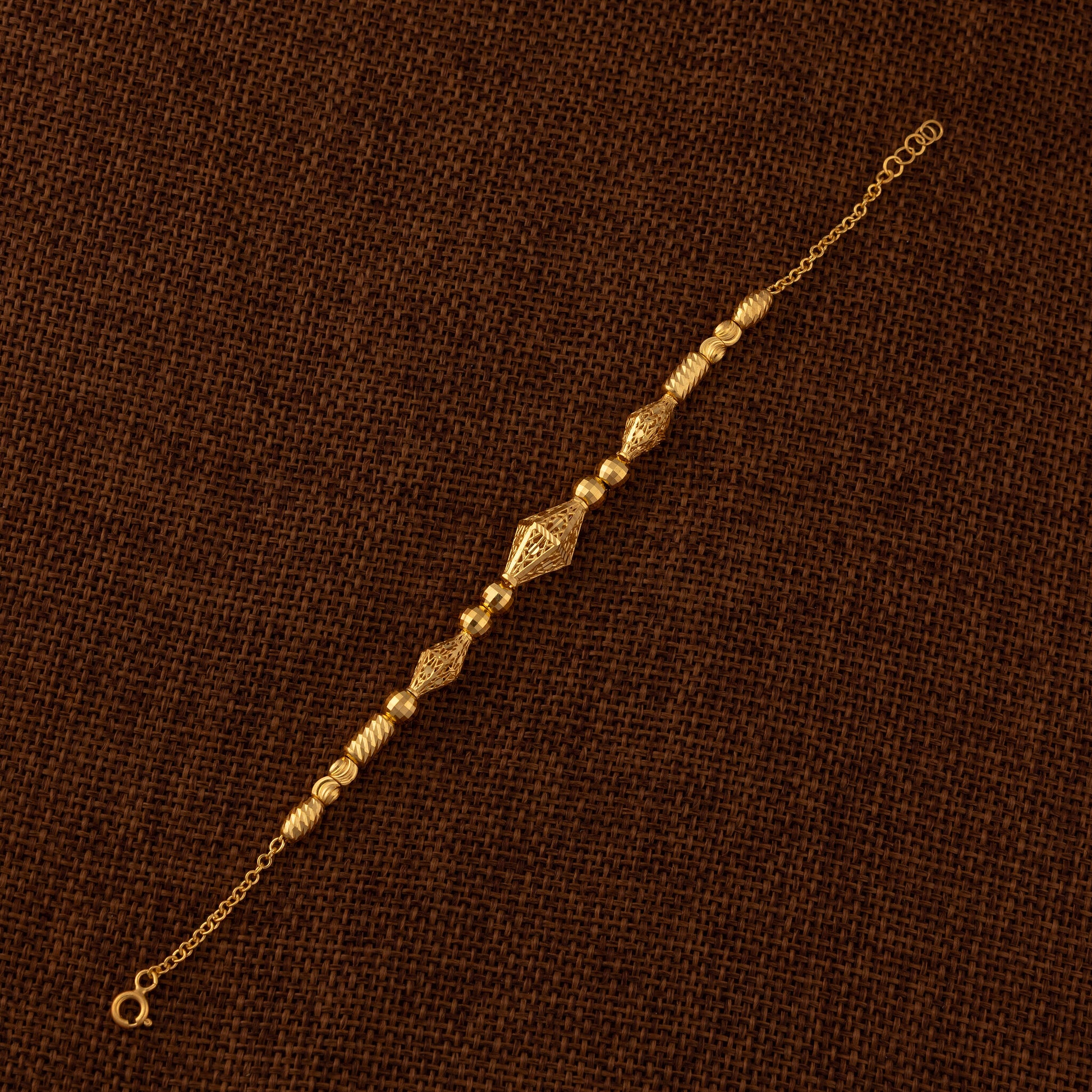 RP Beads & Ball Bracelet (D123) - 925 Silver & 24K Gold Plated - Falaq Jewellery Oman