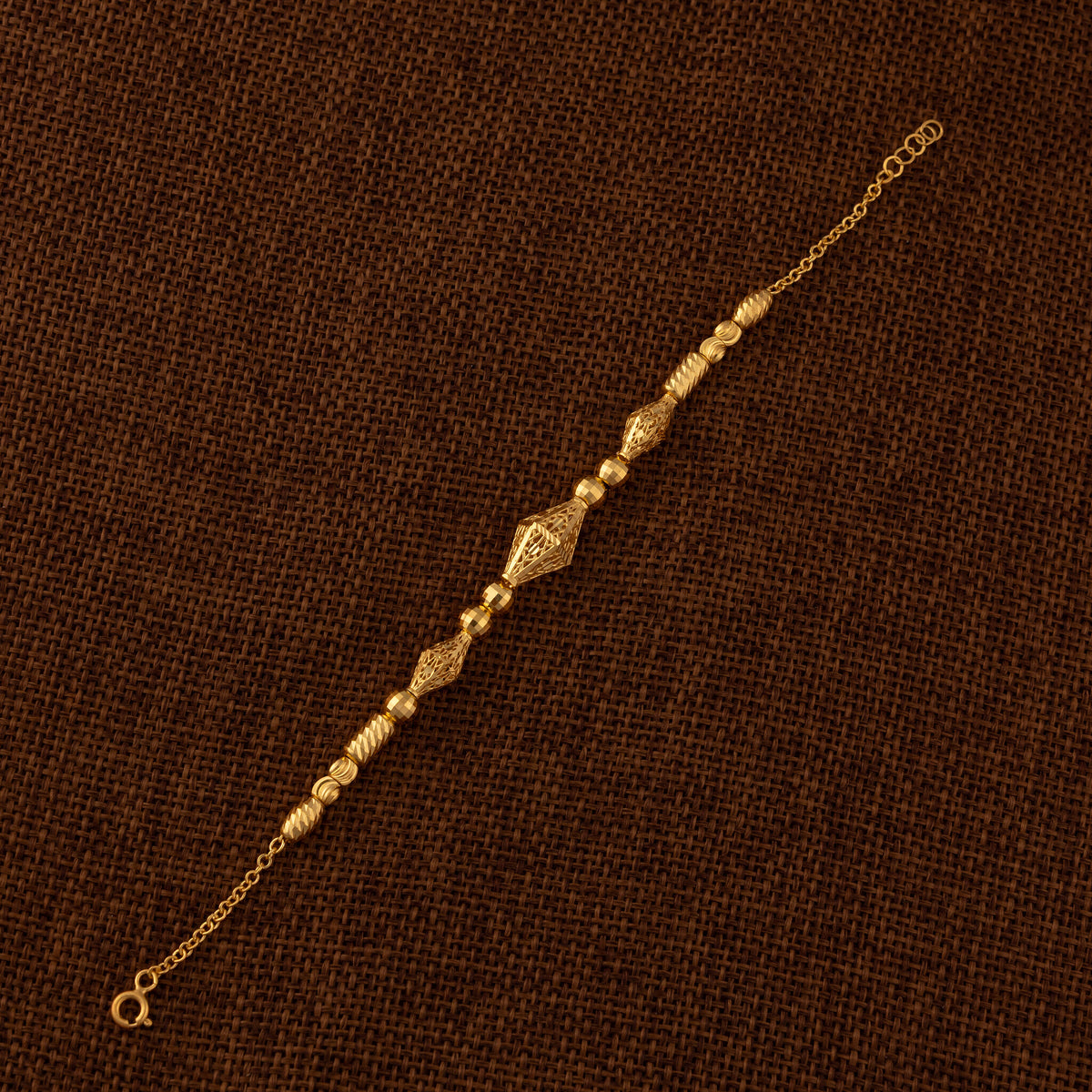 RP Beads & Ball Bracelet (D123) - 925 Silver & 24K Gold Plated - Falaq Jewellery Oman