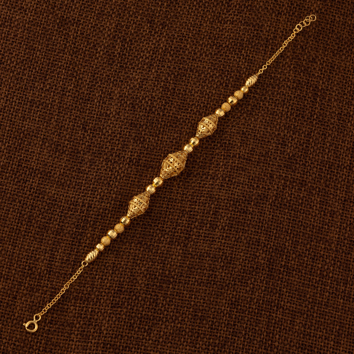 RP Beads & Ball Bracelet (D124) - 925 Silver & 24K Gold Plated - Falaq Jewellery Oman