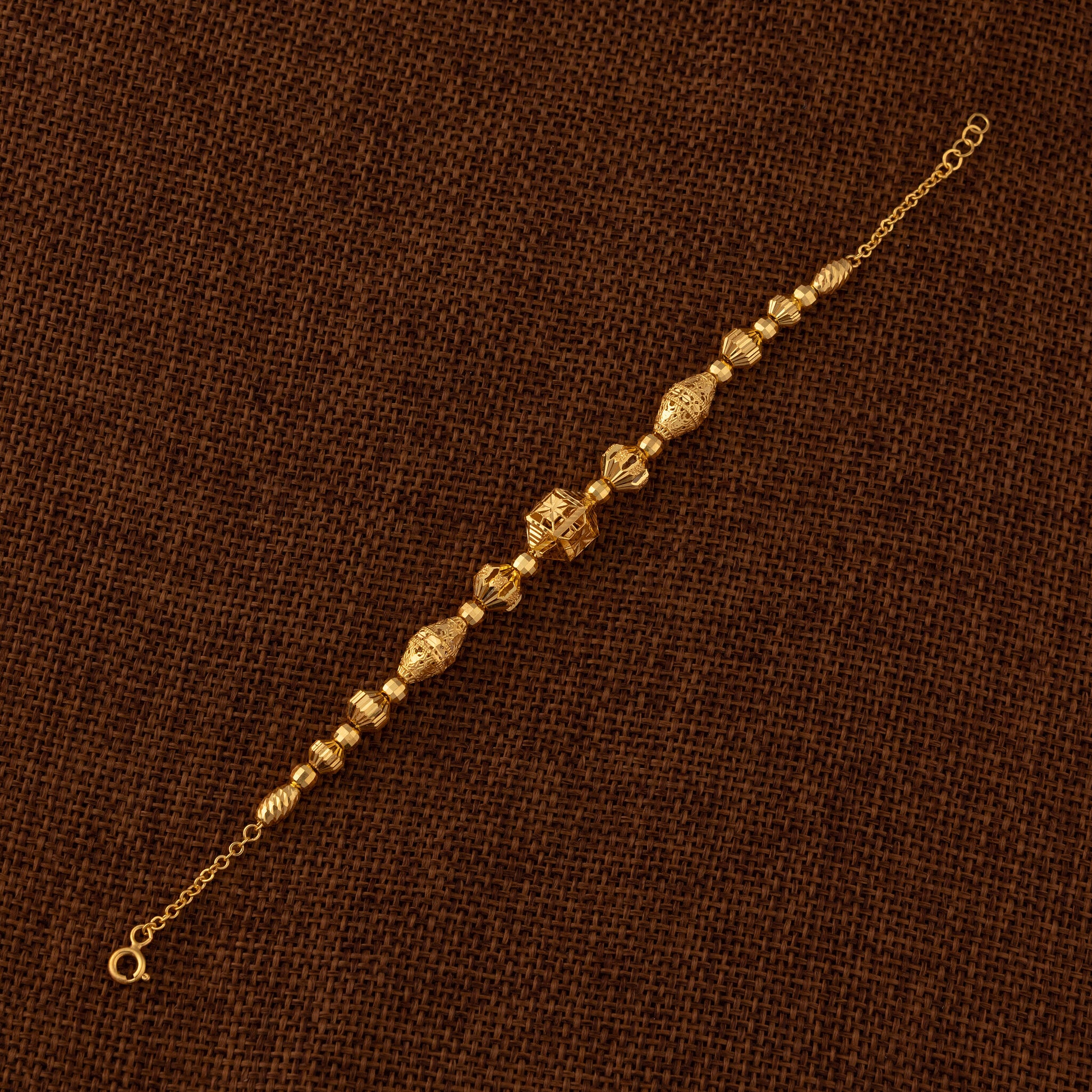 RP Beads & Ball Bracelet (D125) - 925 Silver & 24K Gold Plated - Falaq Jewellery Oman