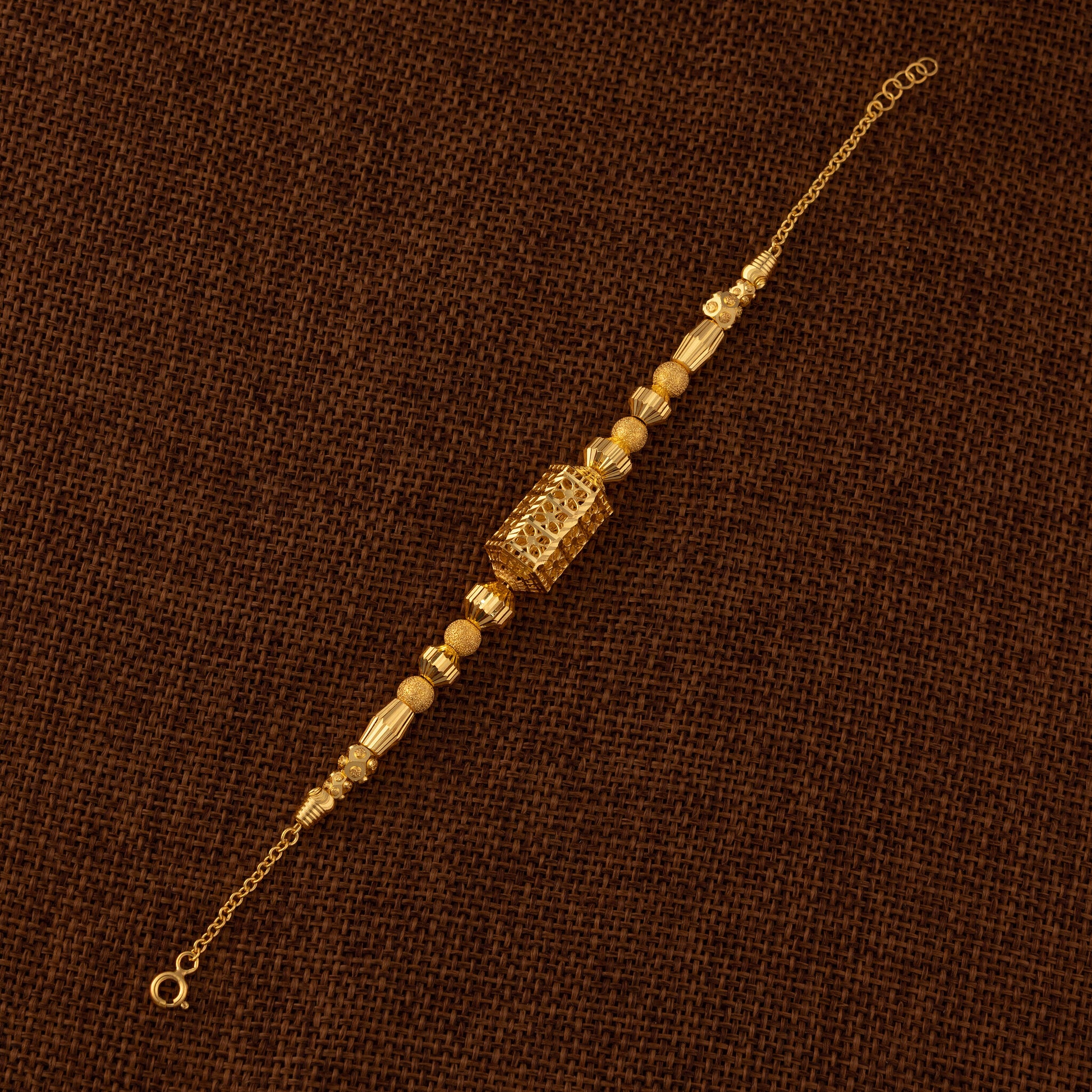 RP Beads & Ball Bracelet (D127) - 925 Silver & 24K Gold Plated - Falaq Jewellery Oman