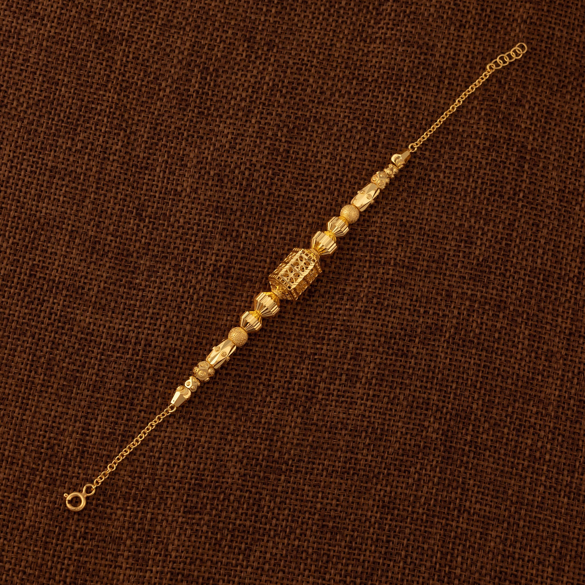 RP Beads & Ball Bracelet (D128) - 925 Silver & 24K Gold Plated - Falaq Jewellery Oman
