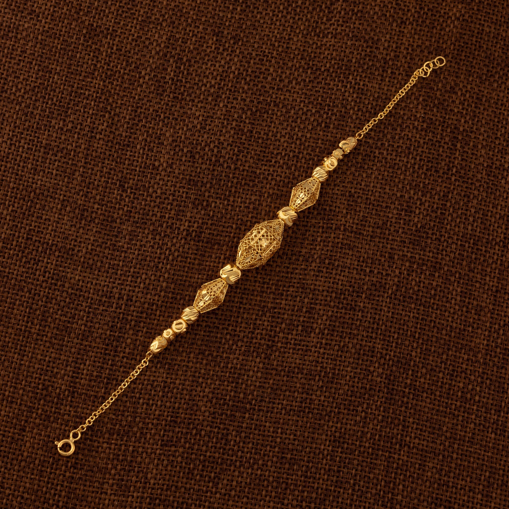 RP Beads & Ball Bracelet (D130) - 925 Silver & 24K Gold Plated - Falaq Jewellery Oman