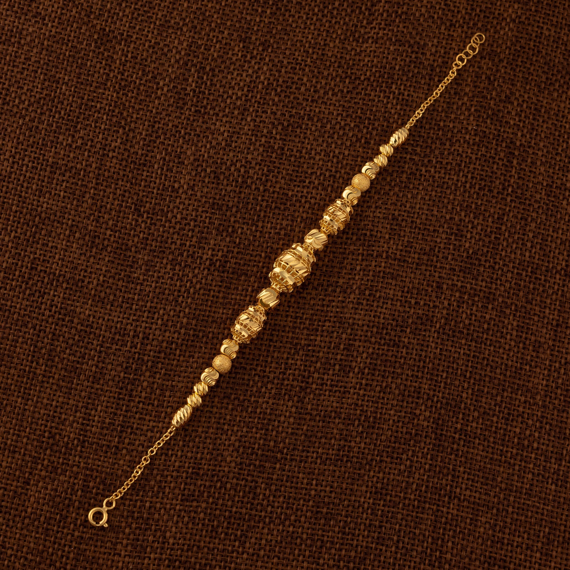 RP Beads & Ball Bracelet (D131) - 925 Silver & 24K Gold Plated - Falaq Jewellery Oman