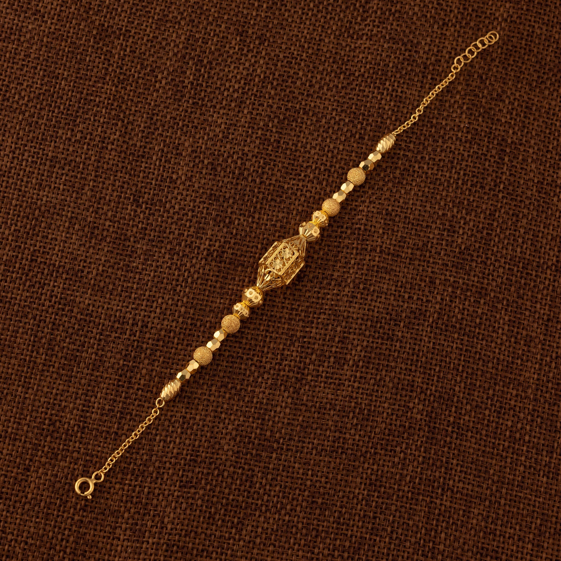 RP Beads & Ball Bracelet (D132) - 925 Silver & 24K Gold Plated - Falaq Jewellery Oman