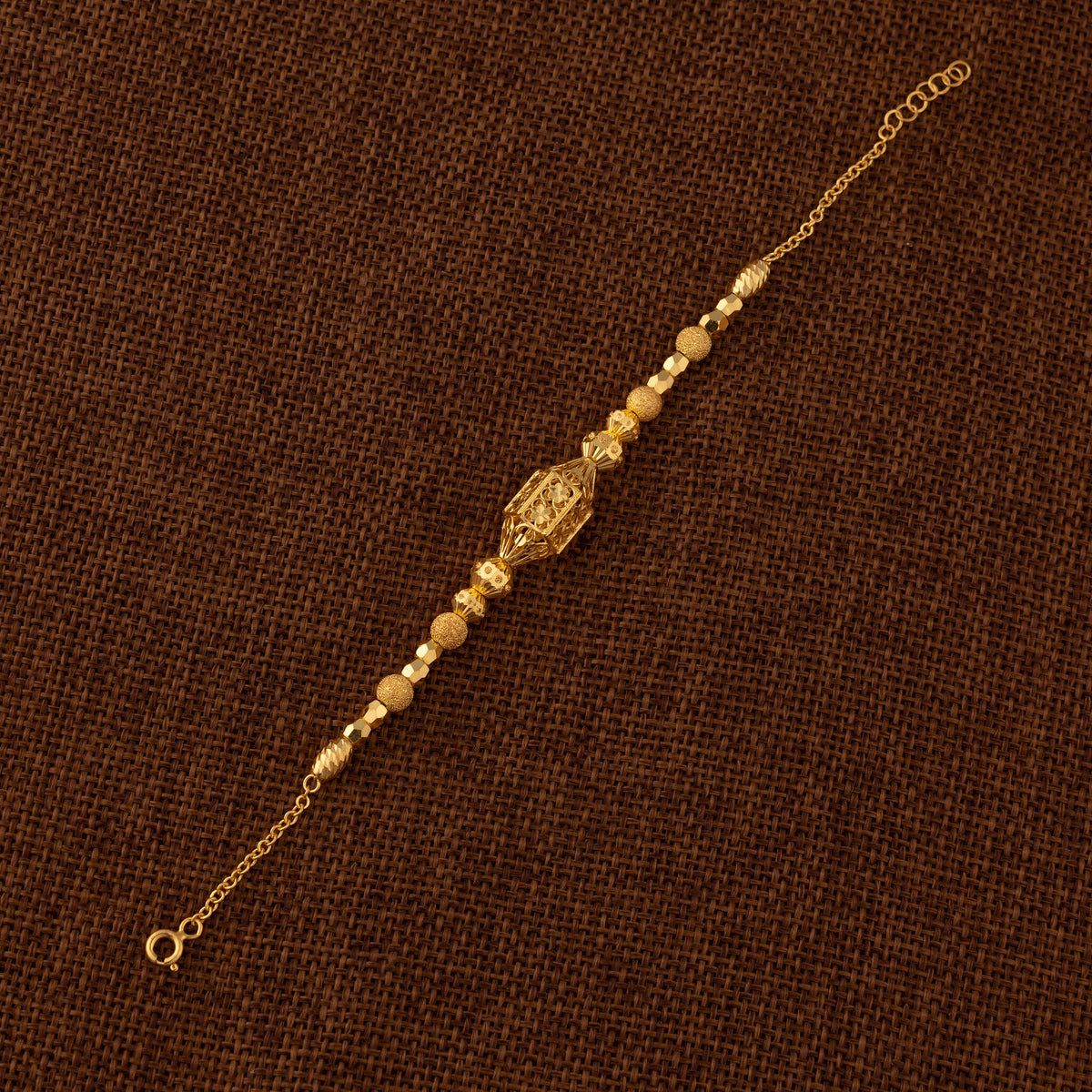 RP Beads & Ball Bracelet (D132) - 925 Silver & 24K Gold Plated - Falaq Jewellery Oman