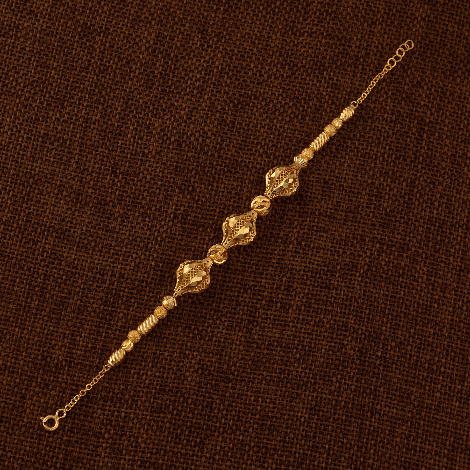 RP Beads & Ball Bracelet (D134) - 925 Silver & 24K Gold Plated - Falaq Jewellery Oman