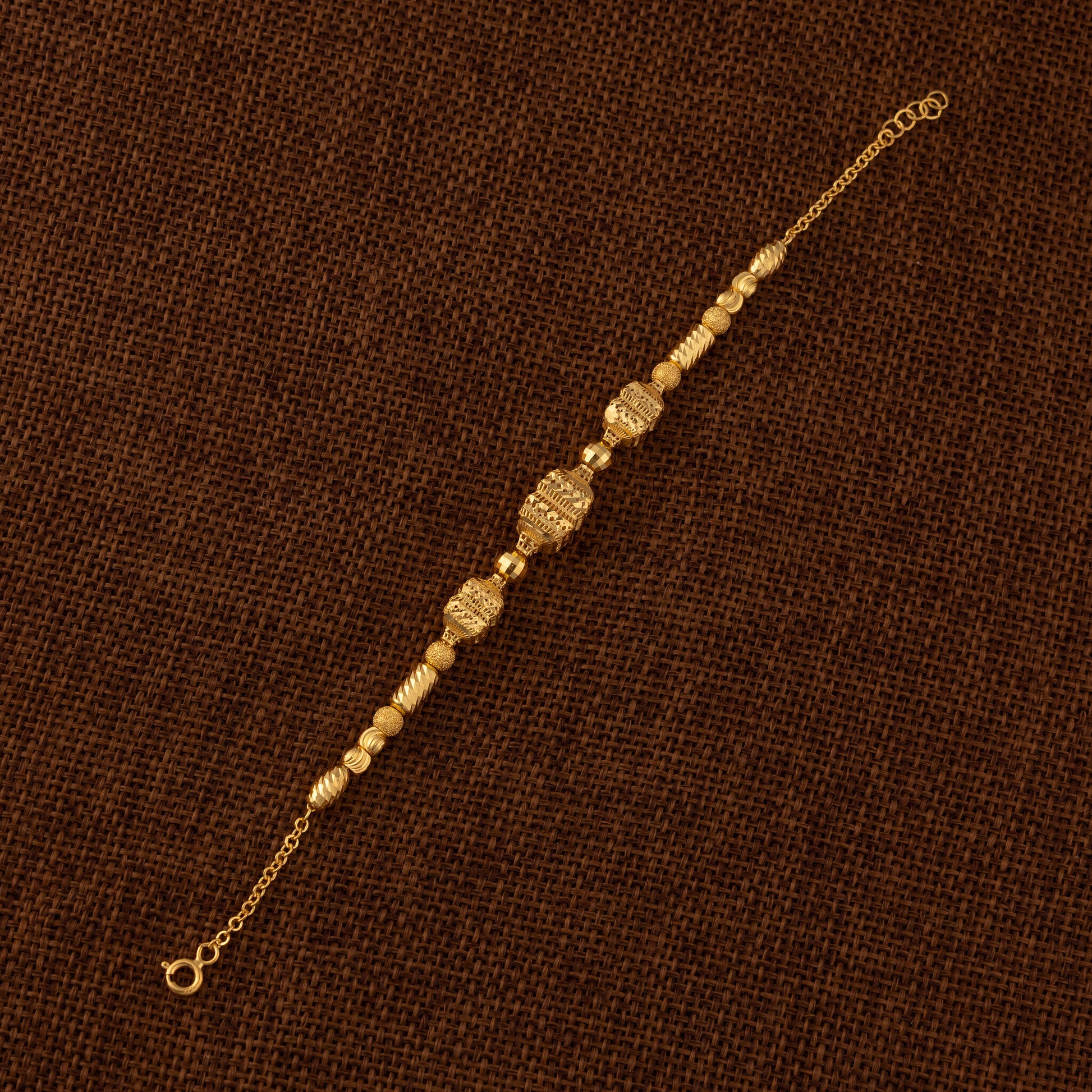 RP Beads & Ball Bracelet (D135) - 925 Silver & 24K Gold Plated - Falaq Jewellery Oman
