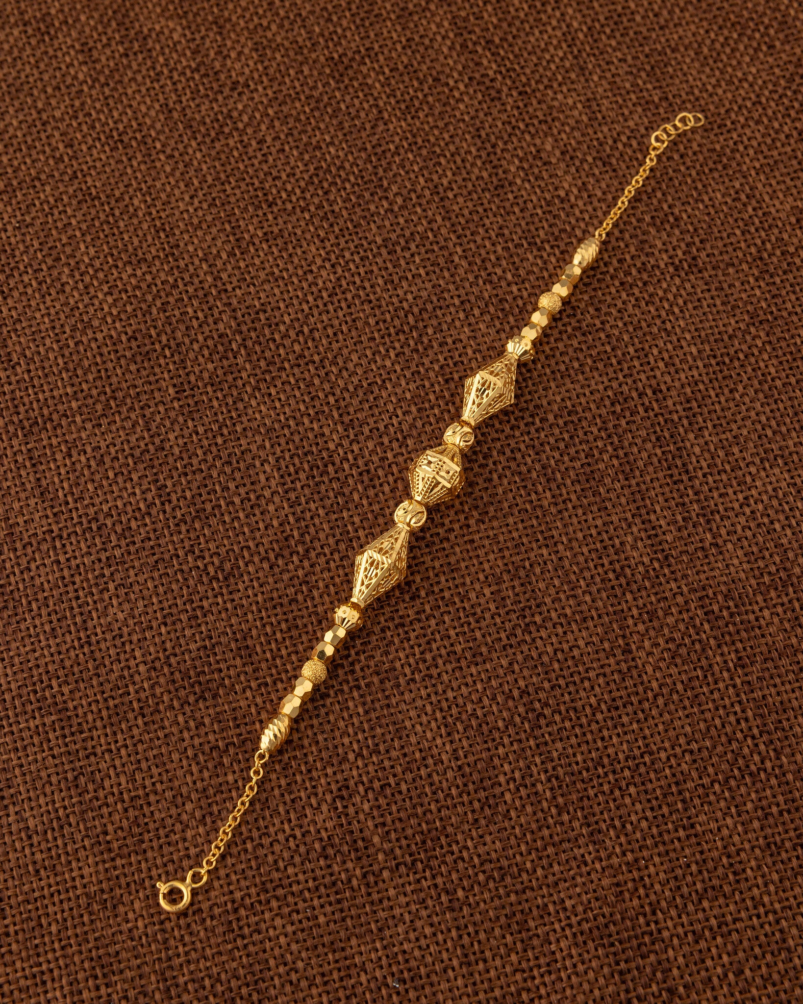 RP Beads & Ball Bracelet (D141) - 925 Silver & 24K Gold Plated - Falaq Jewellery Oman