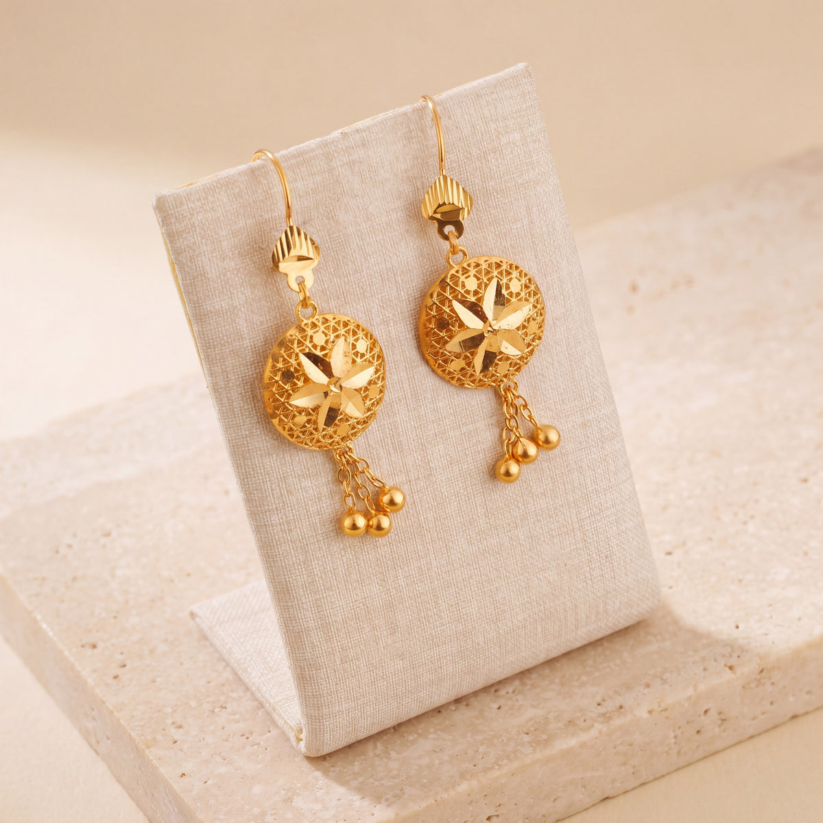 Sphere Earrings 2 on travertine