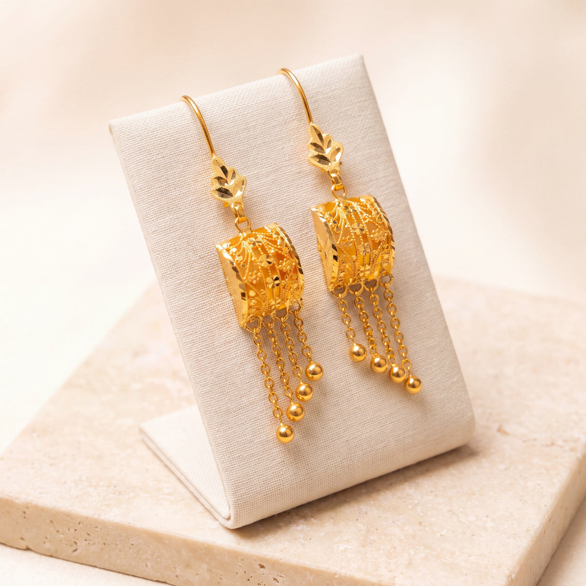 Square Earrings 3 on travertine