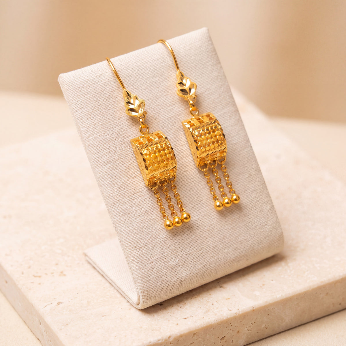 Square Earrings 4 on travertine