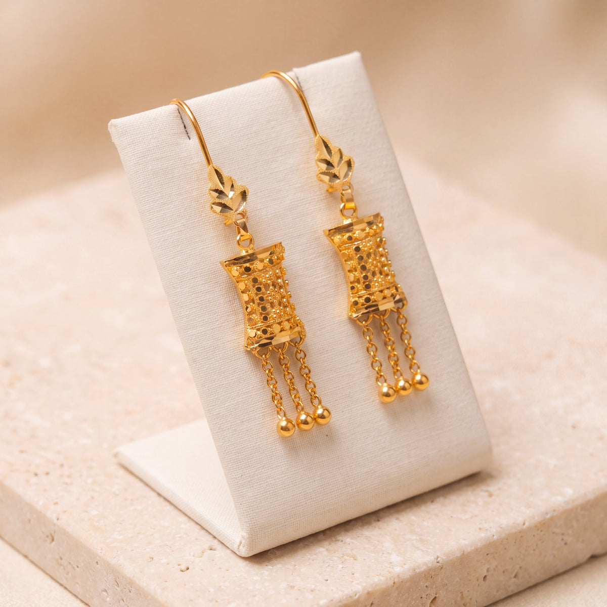 Square Earrings 8 on travertine