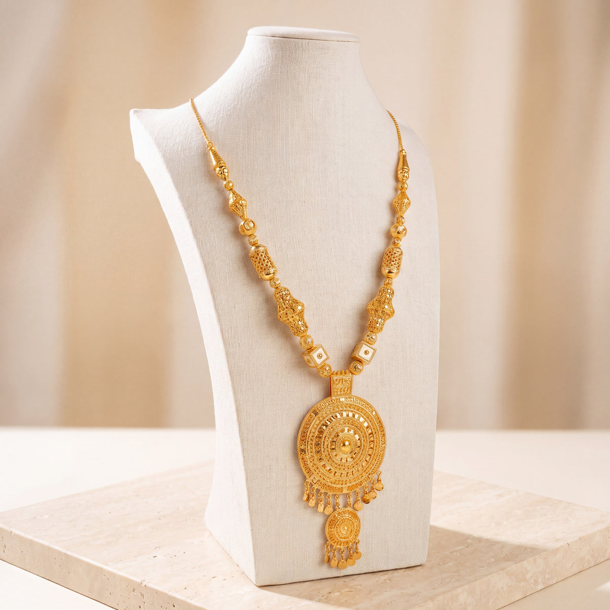 Traditional Mala Necklace 34 on travertine