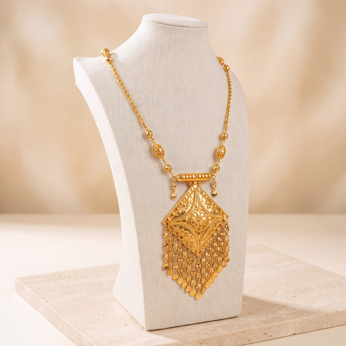 Traditional Mala Necklace 40 on travertine