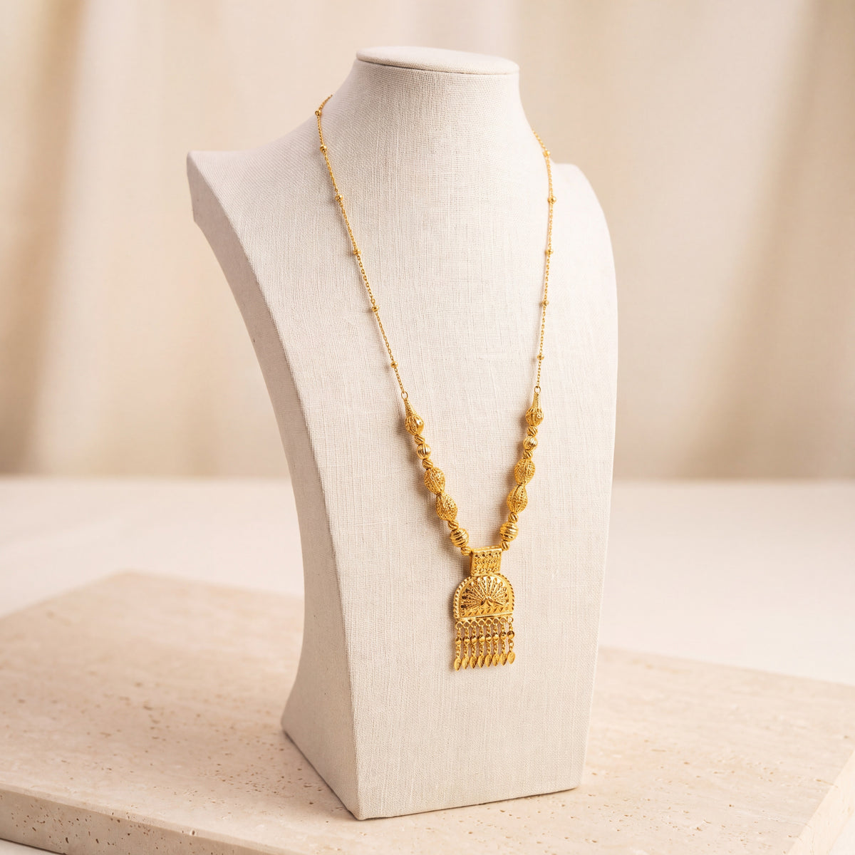 Traditional Mala Necklace 49 on travertine