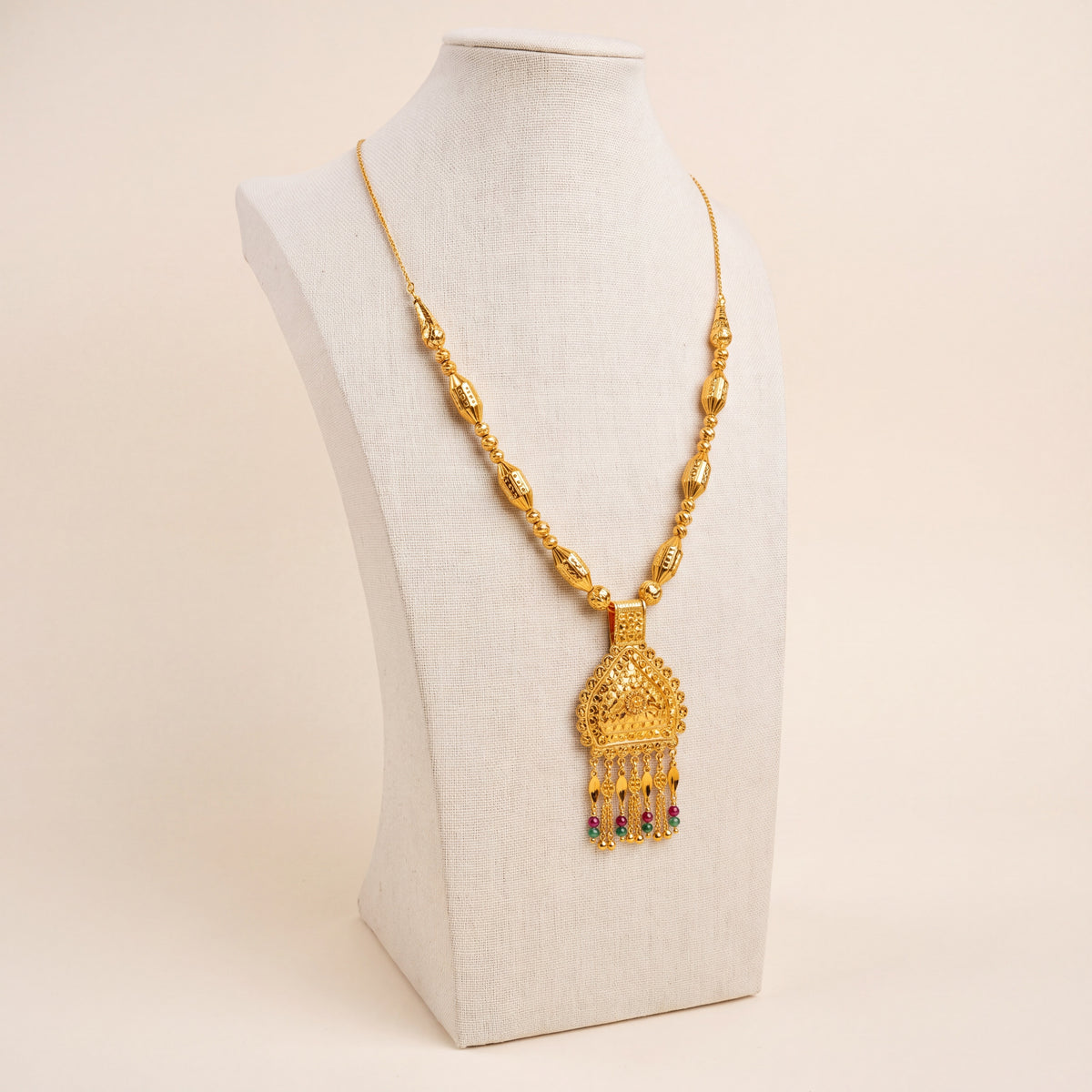 Traditional Mala Necklace with Stones 3, 925 silver 24K gold plated
