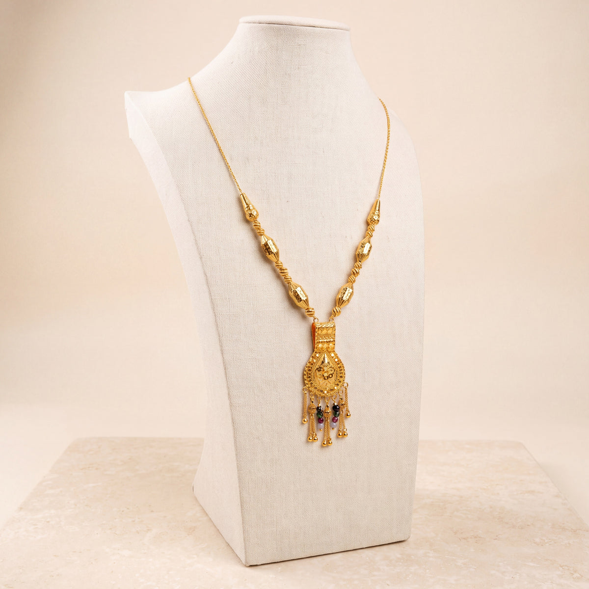 Traditional Mala Necklace with Stones 4 on travertine