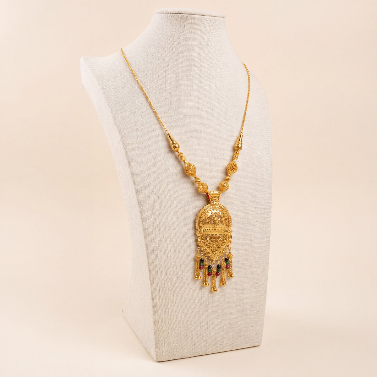 Traditional Mala Necklace with Stones 6, 925 silver 24K gold plated