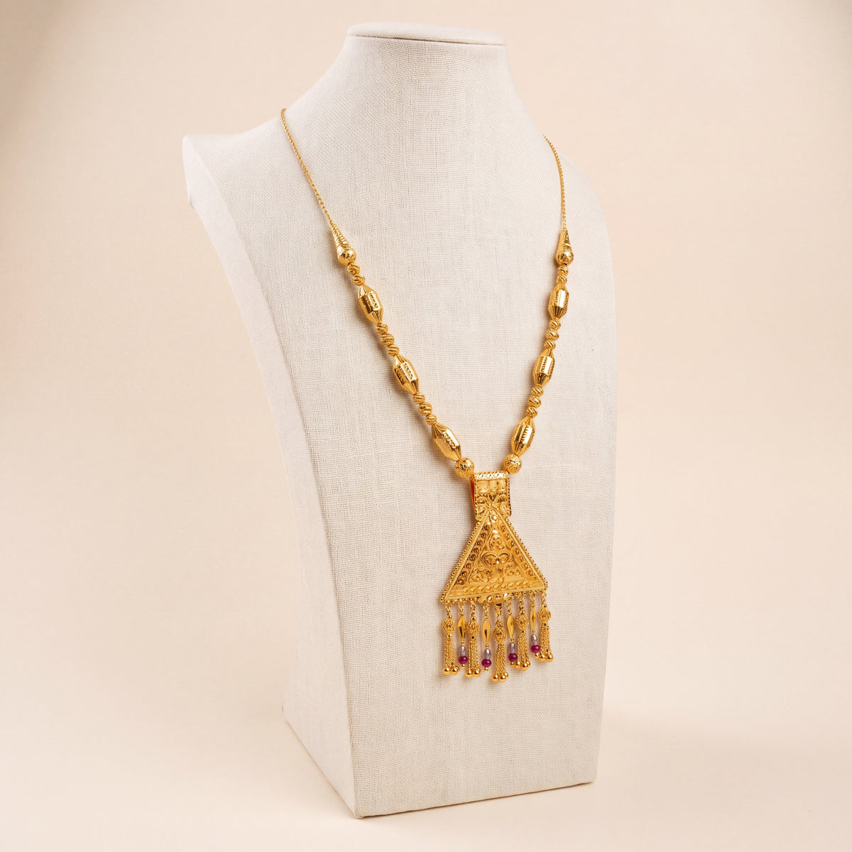Traditional Mala Necklace with Stones 9, 925 silver 24K gold plated