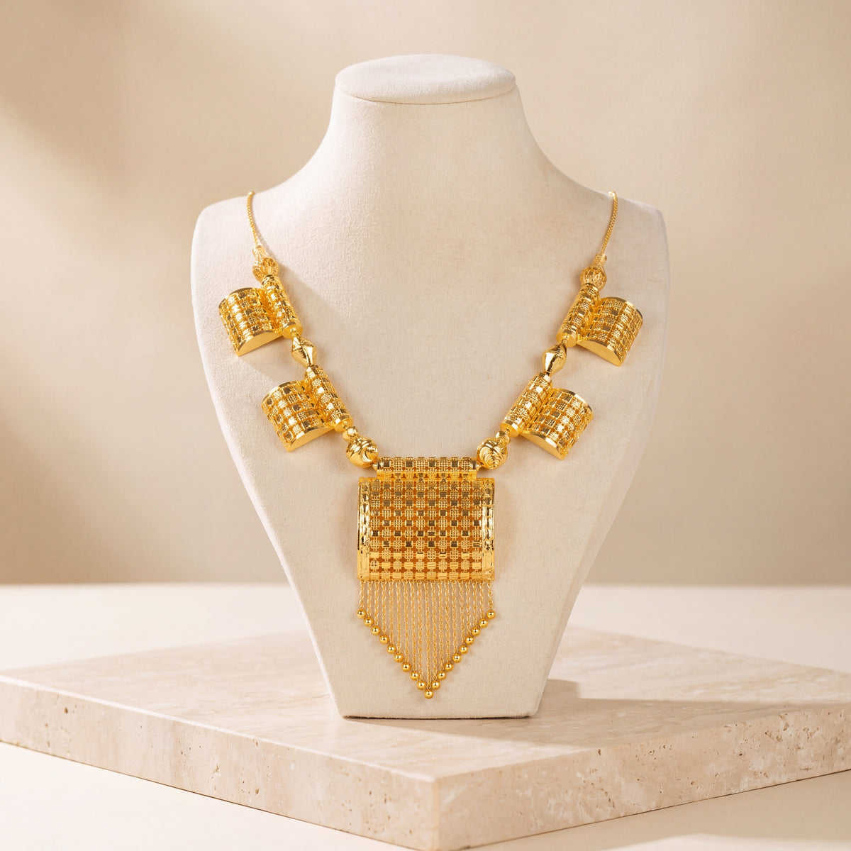 Traditional Necklace 51 on travertine