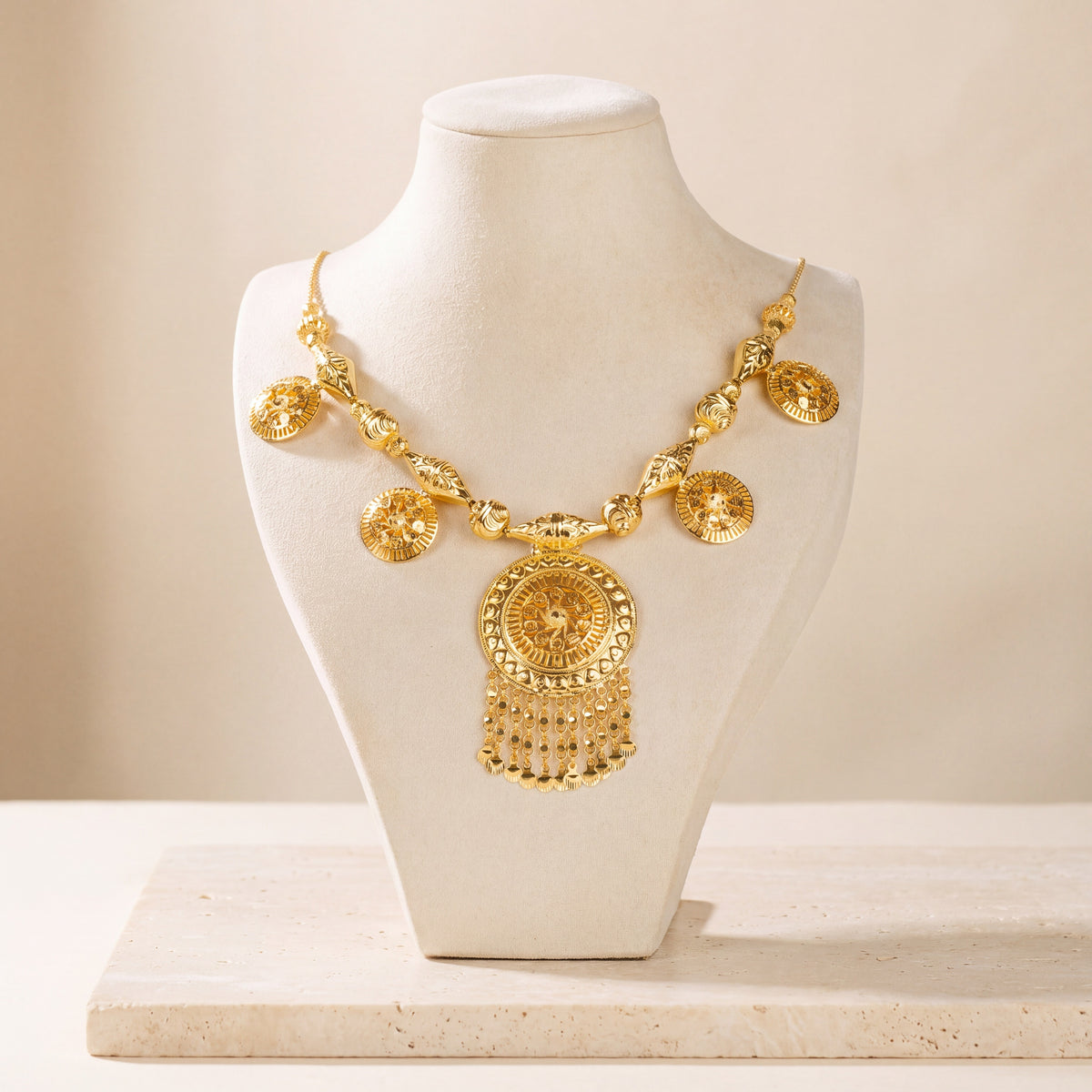 Traditional Necklace 53 on travertine