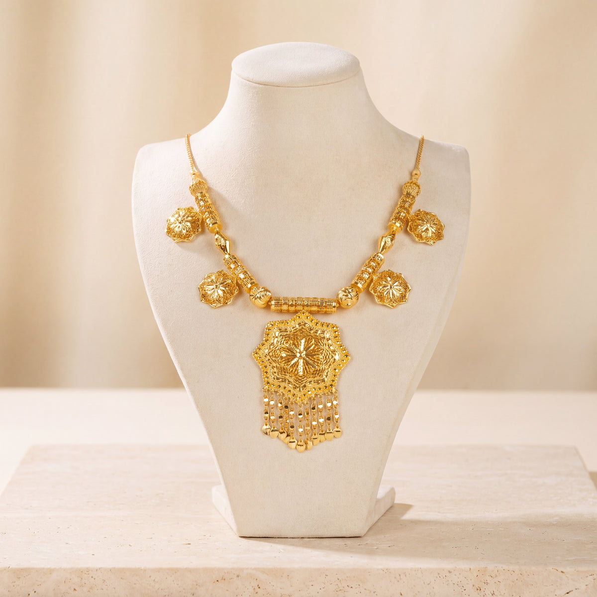 Traditional Necklace 55 on travertine