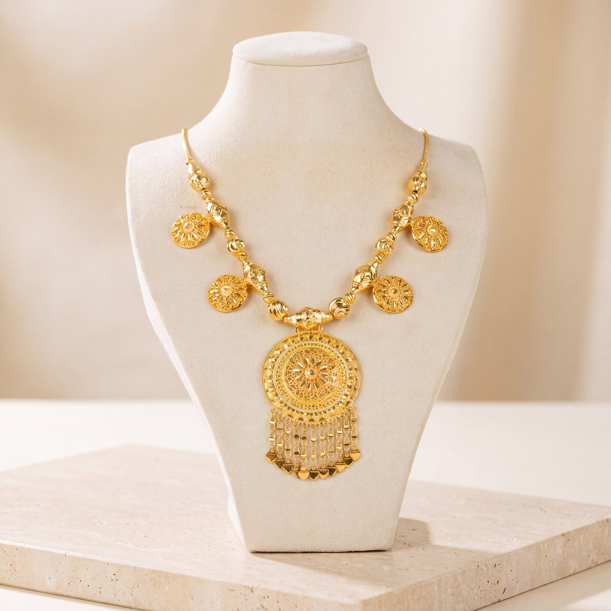 Traditional Necklace 62 on travertine