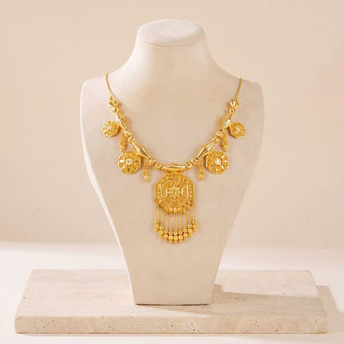 Traditional Necklace 67 on travertine