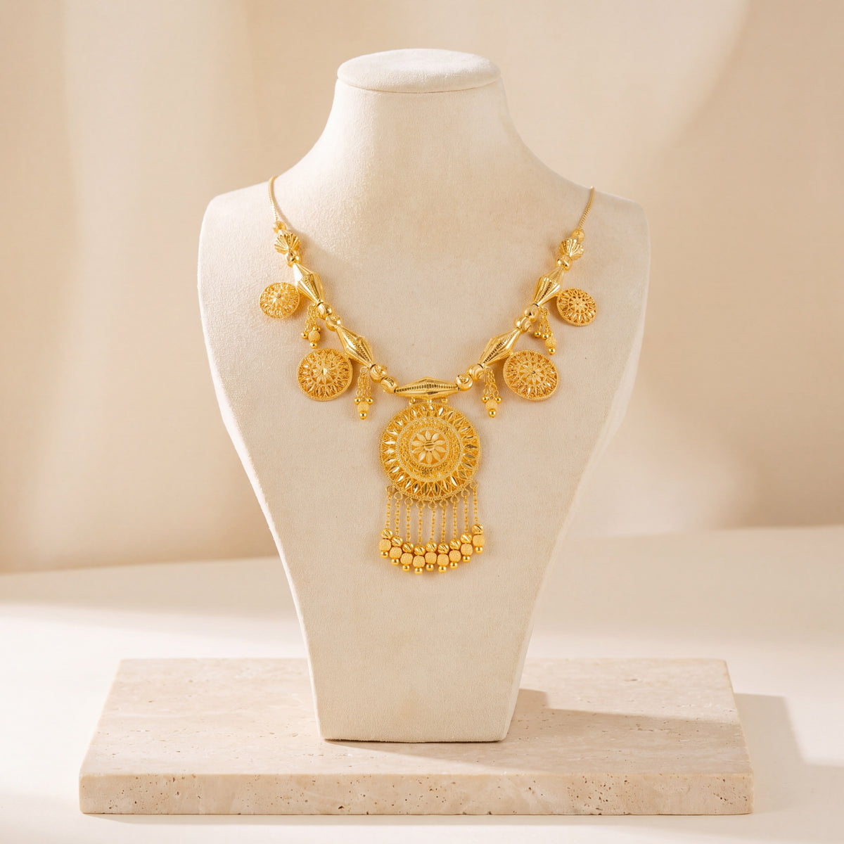 Traditional Necklace 82 on travertine