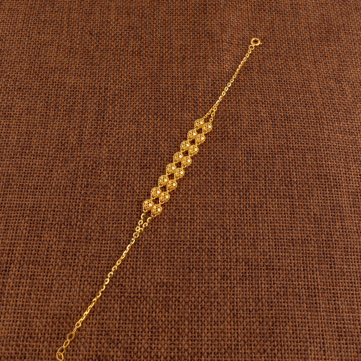 Twin Orb Bracelet (D5) - 925 Silver & 24K Gold Plated - Falaq Jewellery Oman