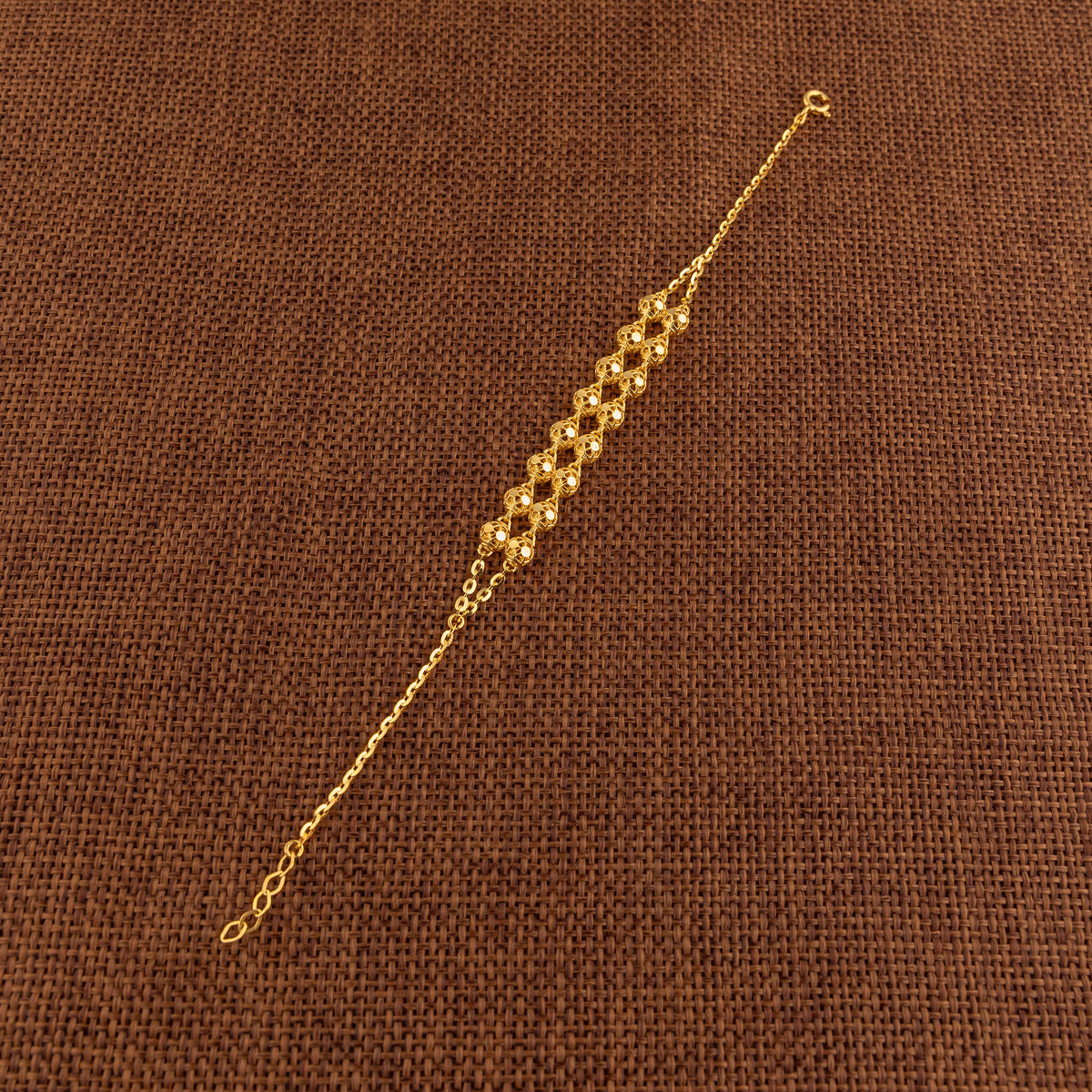 Twin Orb Bracelet (D6) - 925 Silver & 24K Gold Plated - Falaq Jewellery Oman