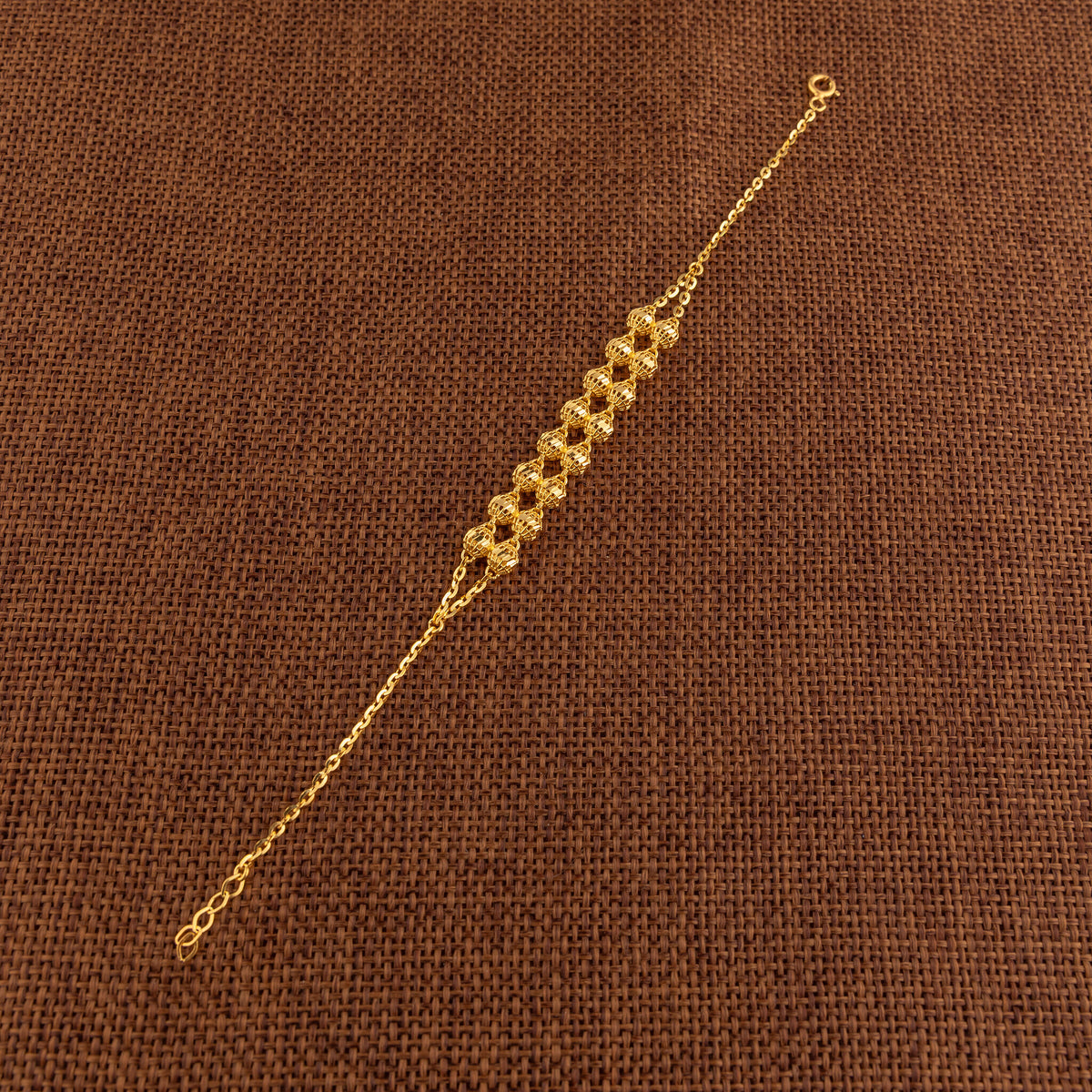 Twin Orb Bracelet (D7) - 925 Silver & 24K Gold Plated - Falaq Jewellery Oman