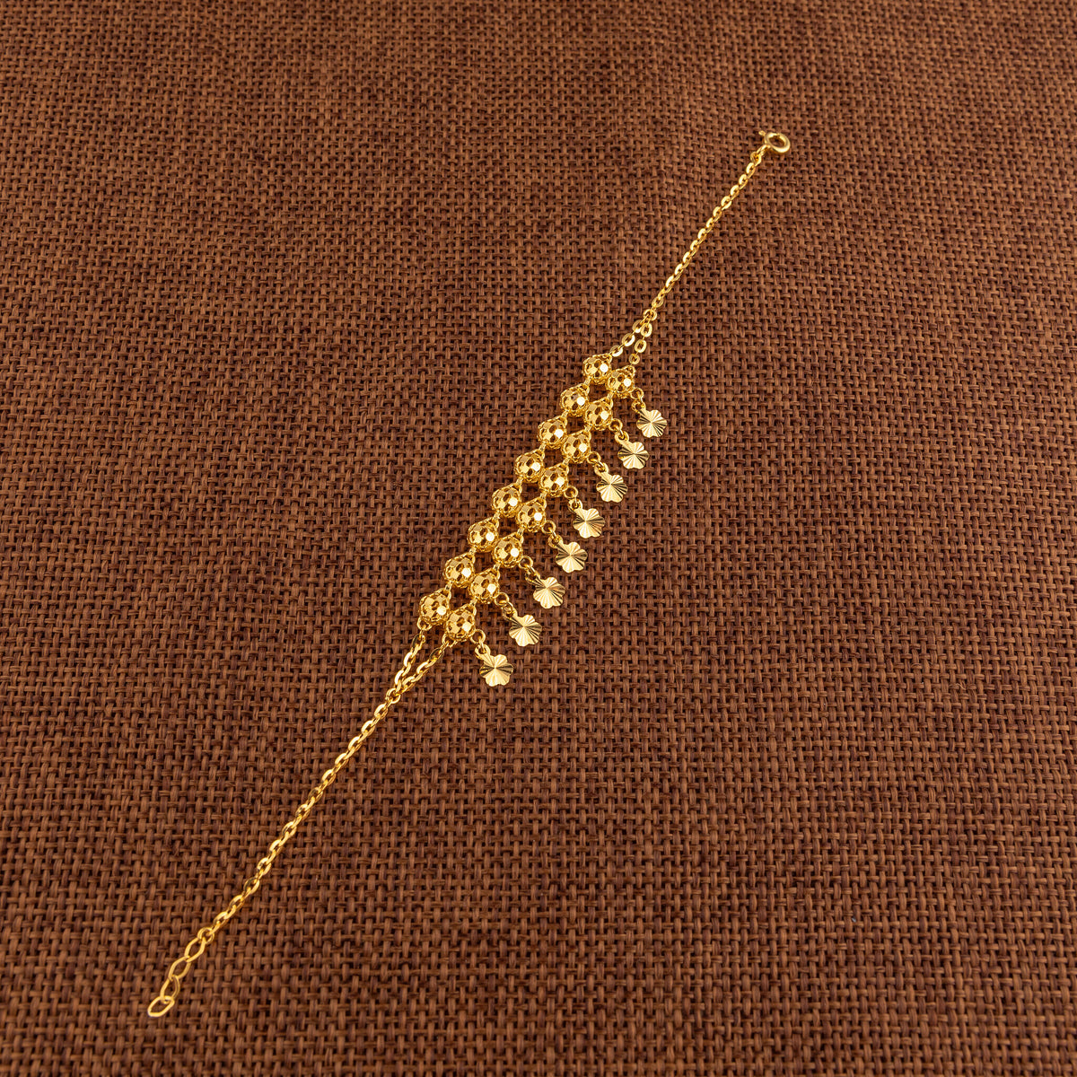 Twin Orb Fringe Bracelet (D1) - 925 Silver & 24K Gold Plated - Falaq Jewellery Oman