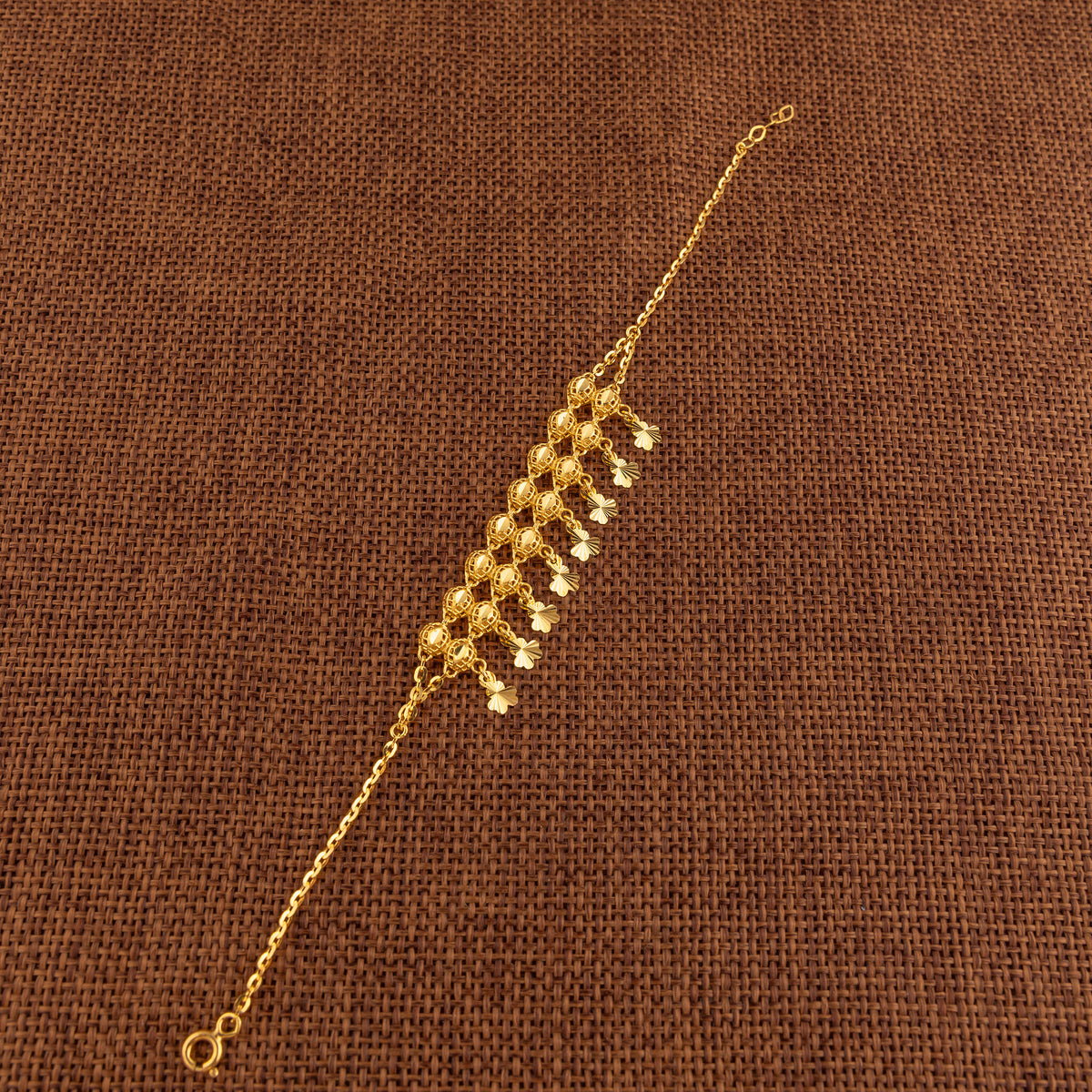 Twin Orb Fringe Bracelet (D2) - 925 Silver & 24K Gold Plated - Falaq Jewellery Oman