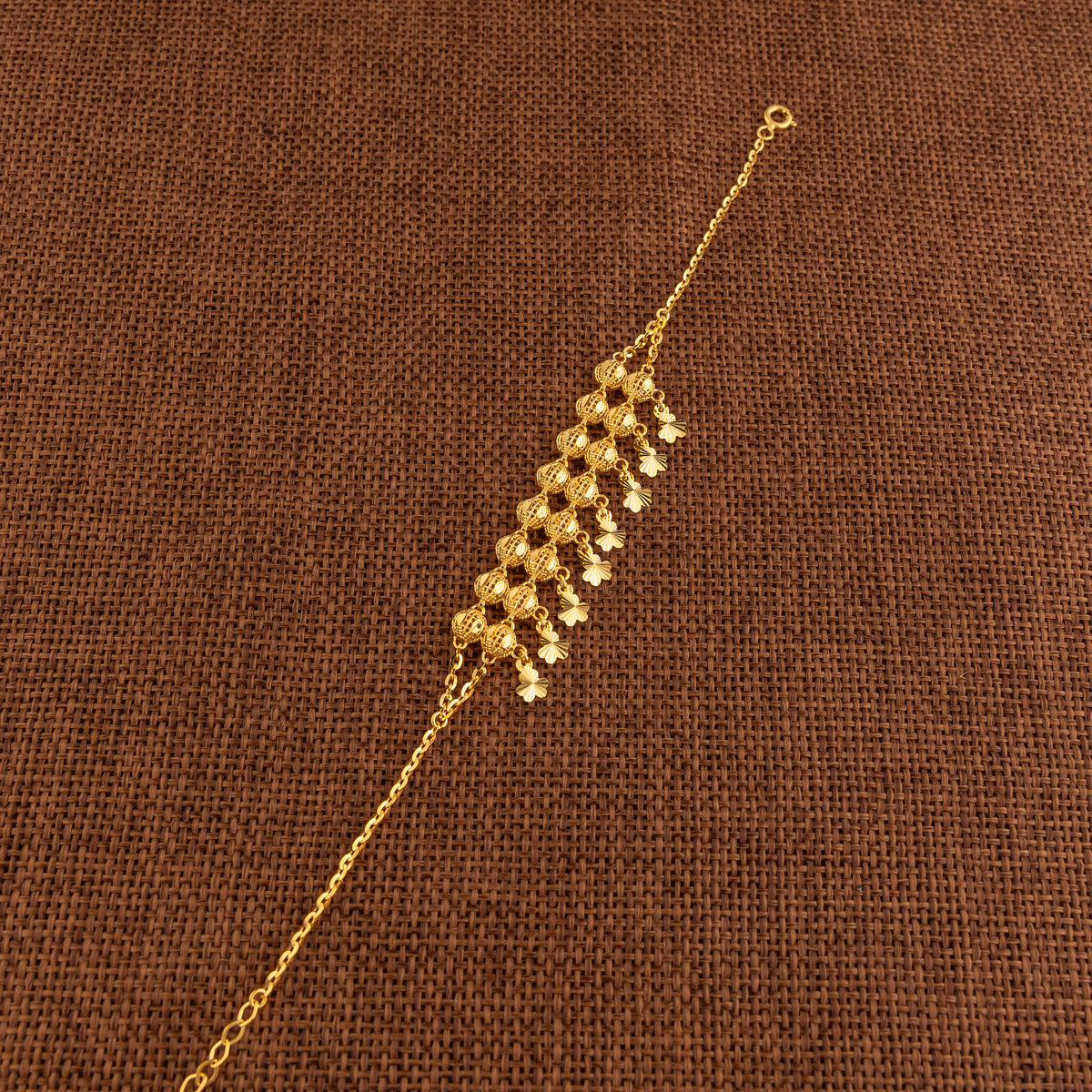 Twin Orb Fringe Bracelet (D3) - 925 Silver & 24K Gold Plated - Falaq Jewellery Oman