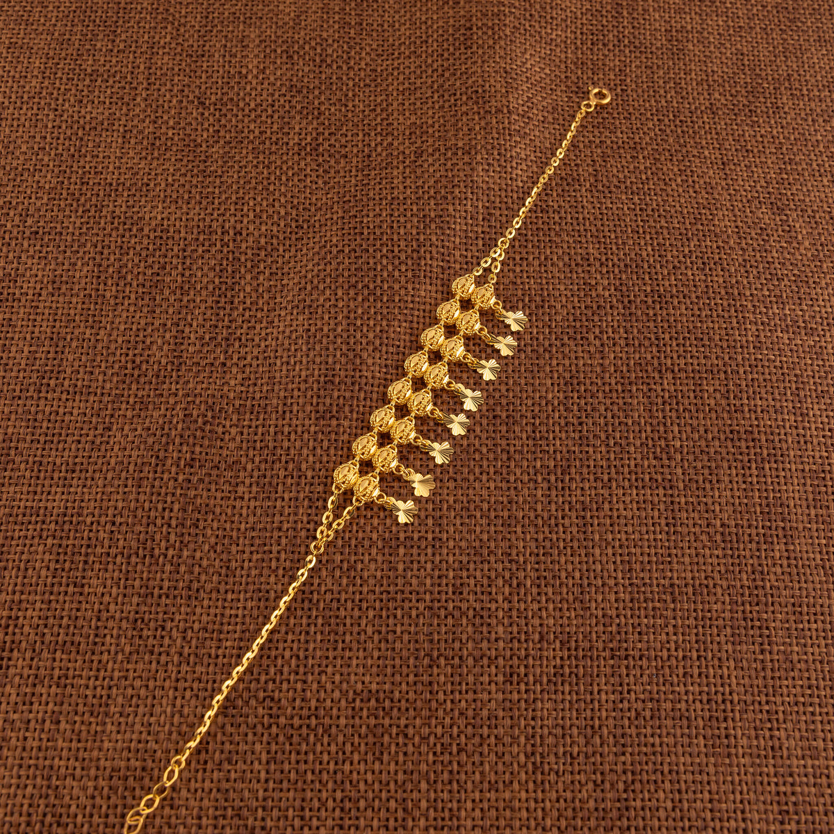 Twin Orb Fringe Bracelet (D4) - 925 Silver & 24K Gold Plated - Falaq Jewellery Oman