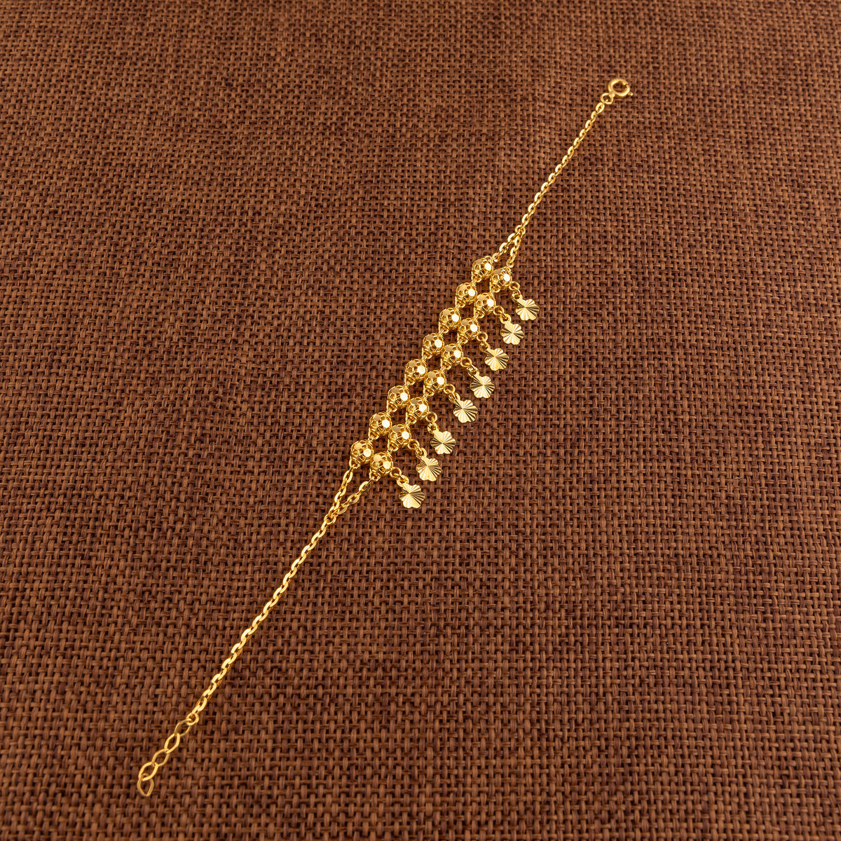 Twin Orb Fringe Bracelet (D6) - 925 Silver & 24K Gold Plated - Falaq Jewellery Oman