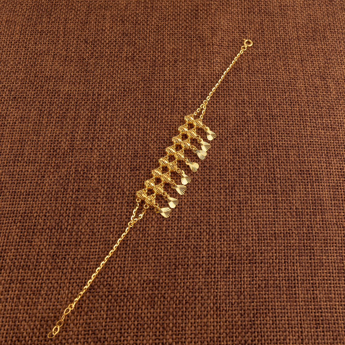 Twin Orb Fringe Bracelet (D8) - 925 Silver & 24K Gold Plated - Falaq Jewellery Oman
