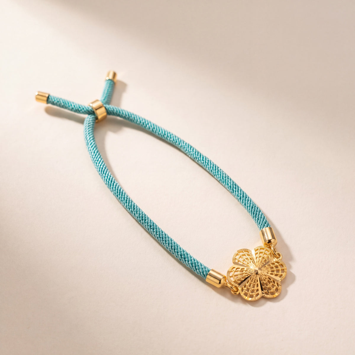 Flower Thread Bracelet, 925 silver 24K gold plated