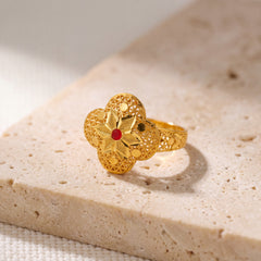 Four Petals Rings (D2) on travertine