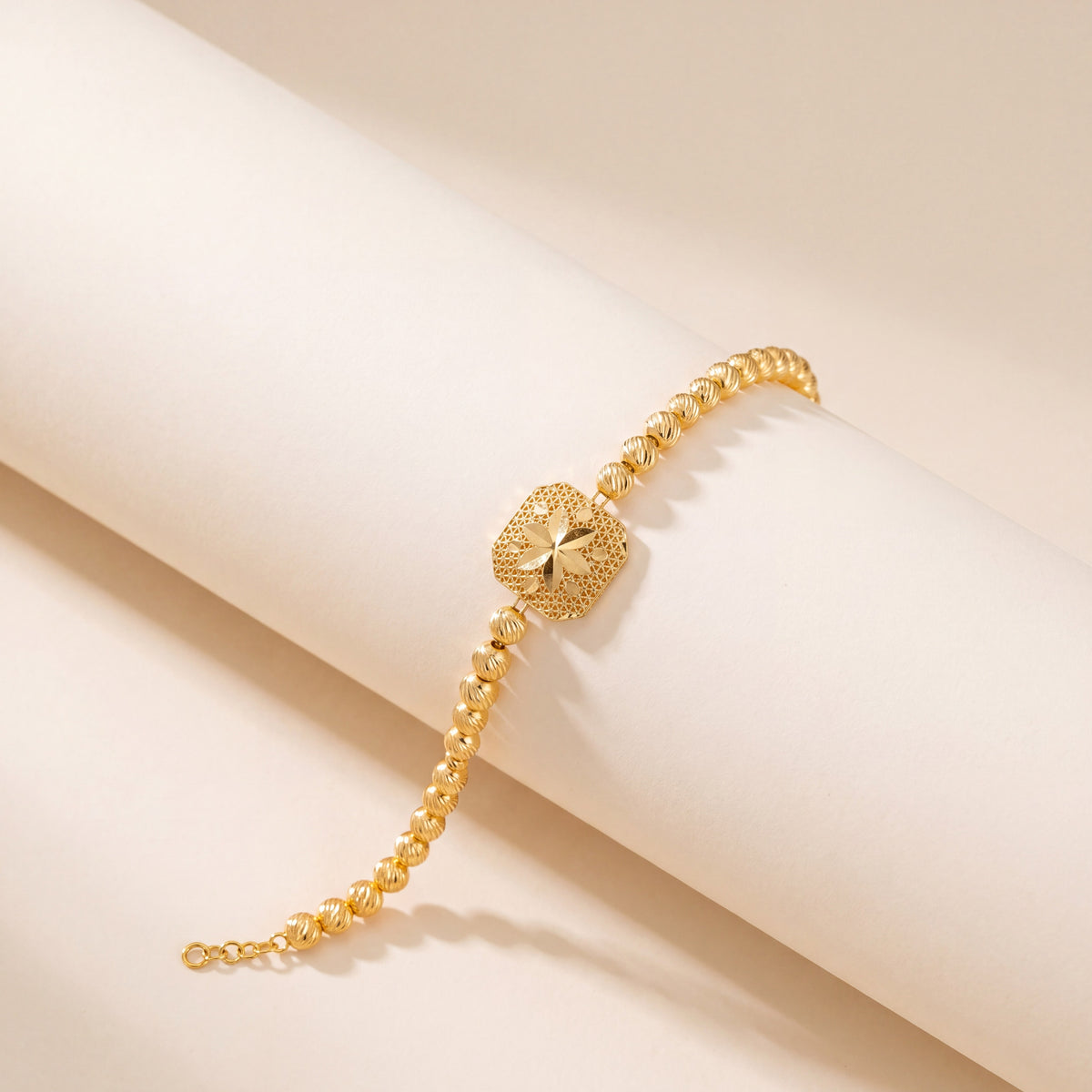 Frame Bracelet with Beads (D1), 925 silver 24K gold plated